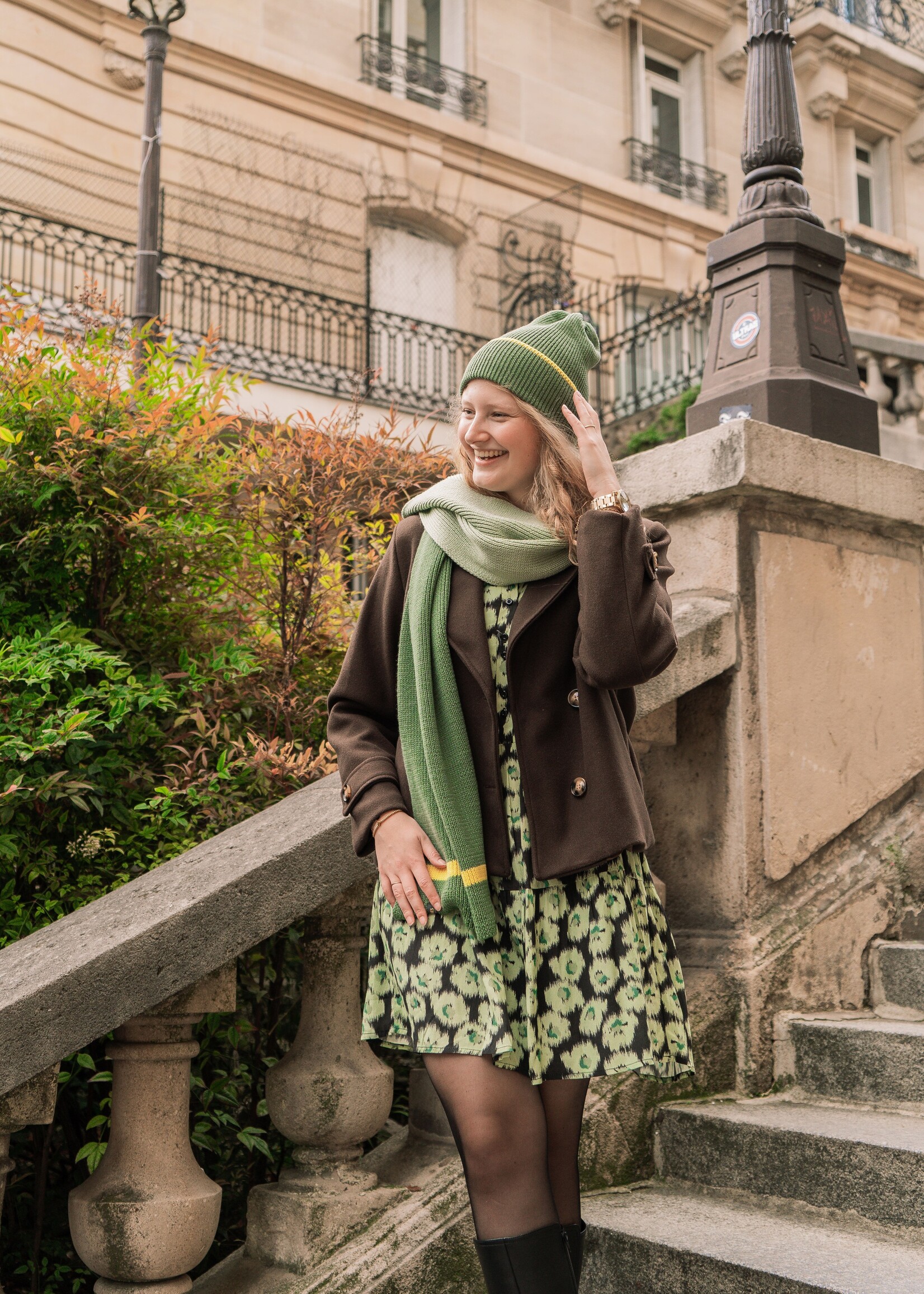 FLURESK Phebe Dress Black/Matcha Green Maat 38