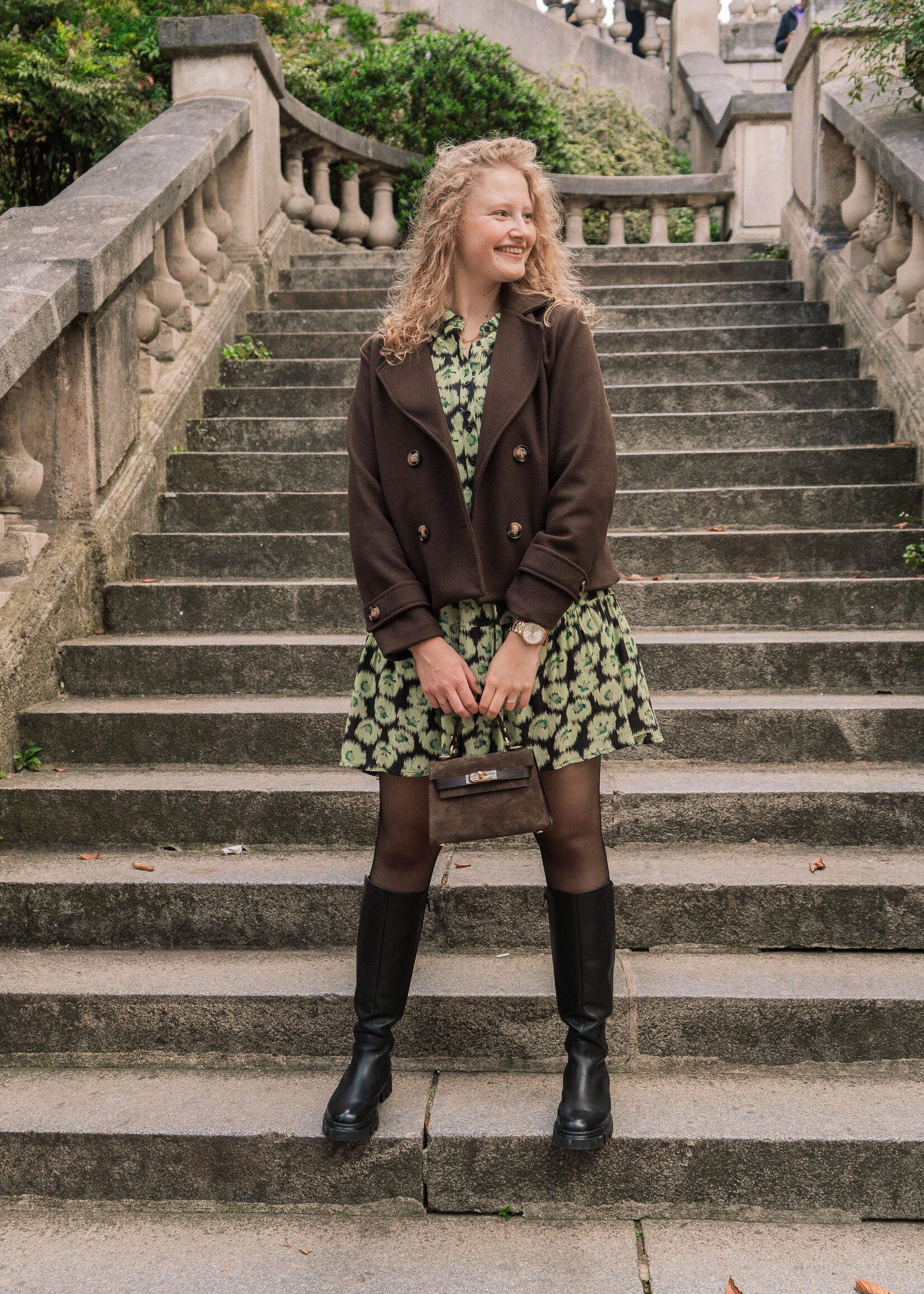 FLURESK Phebe Dress Black/Matcha Green Maat 38