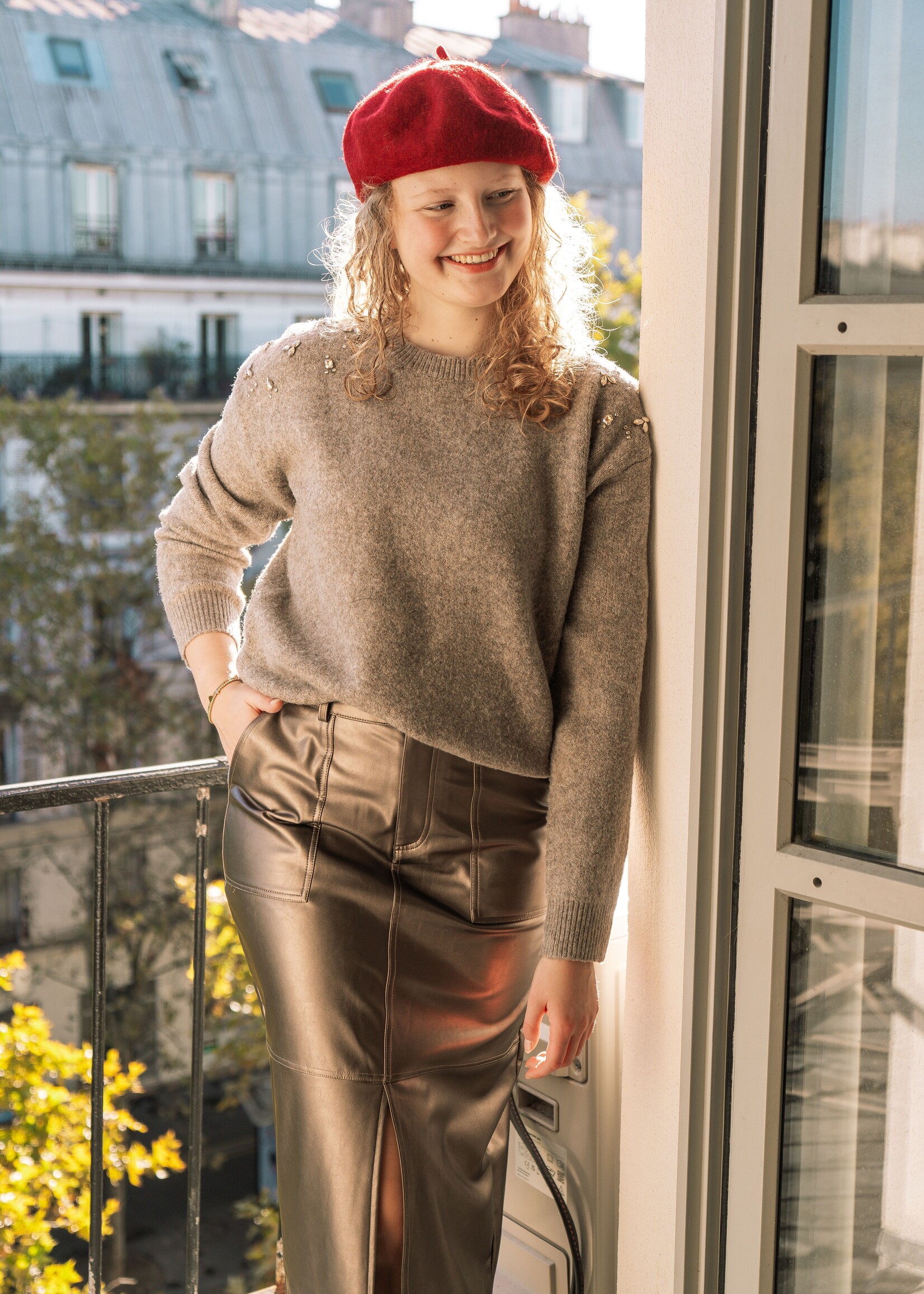 Baret bordeaux effen