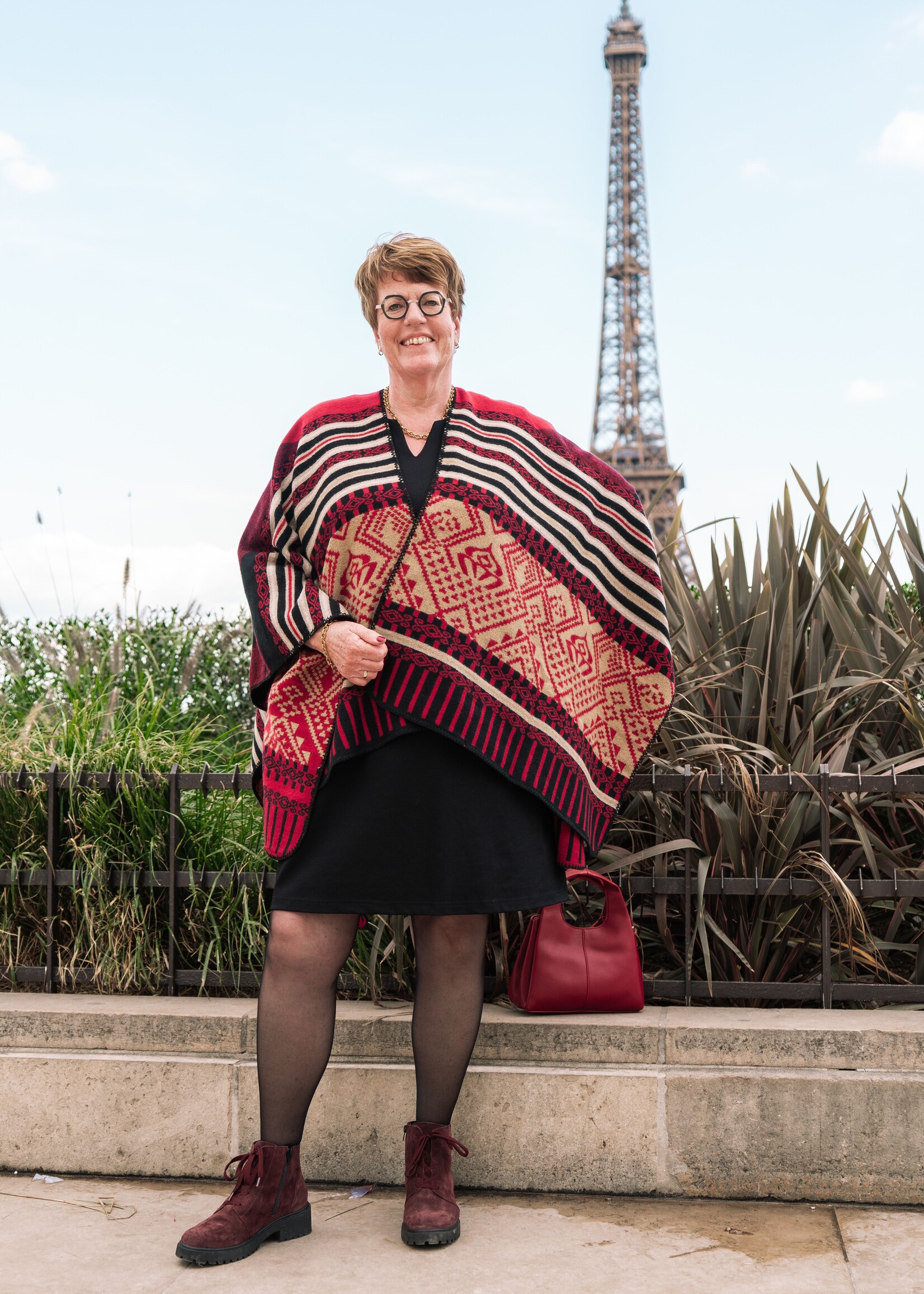 LA FIANCEE Poncho Waldo Rouge
