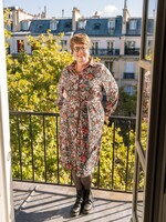 Exxcellent Chloe Dress Spicy Coral/Gray