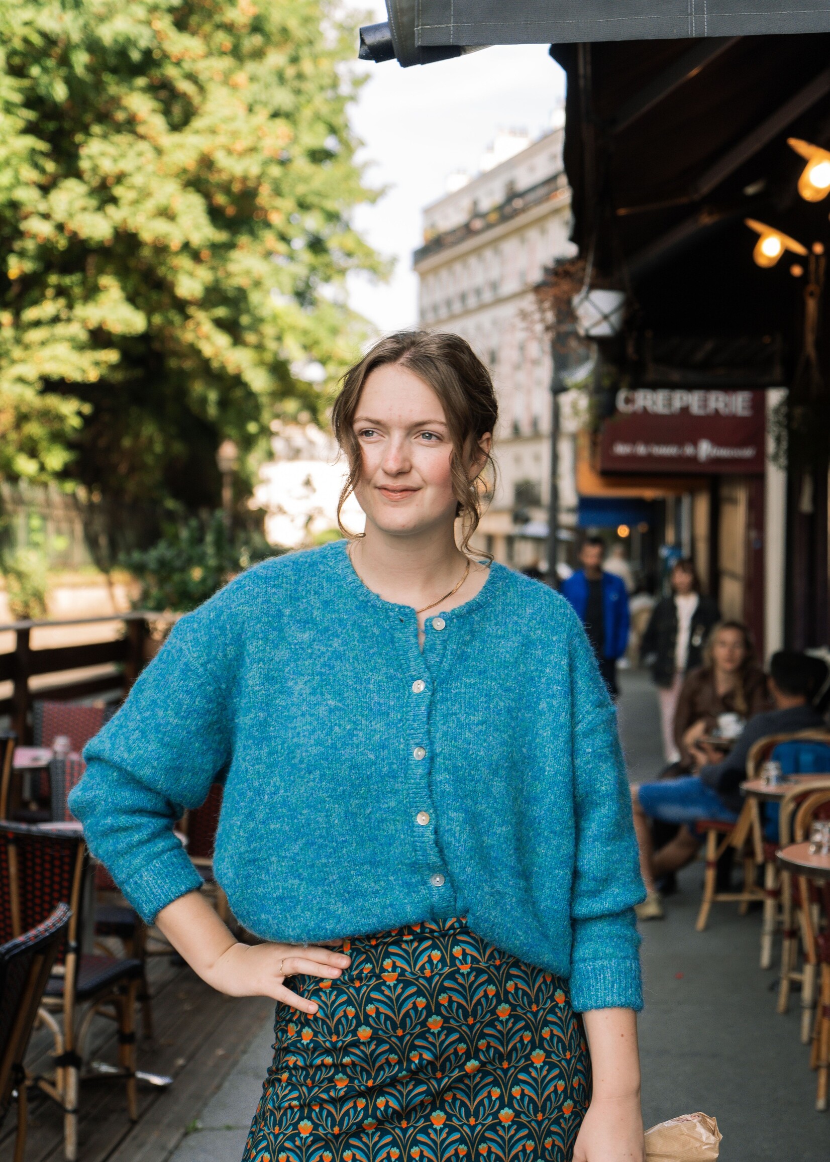 Maddie vestje gebreid Petrol