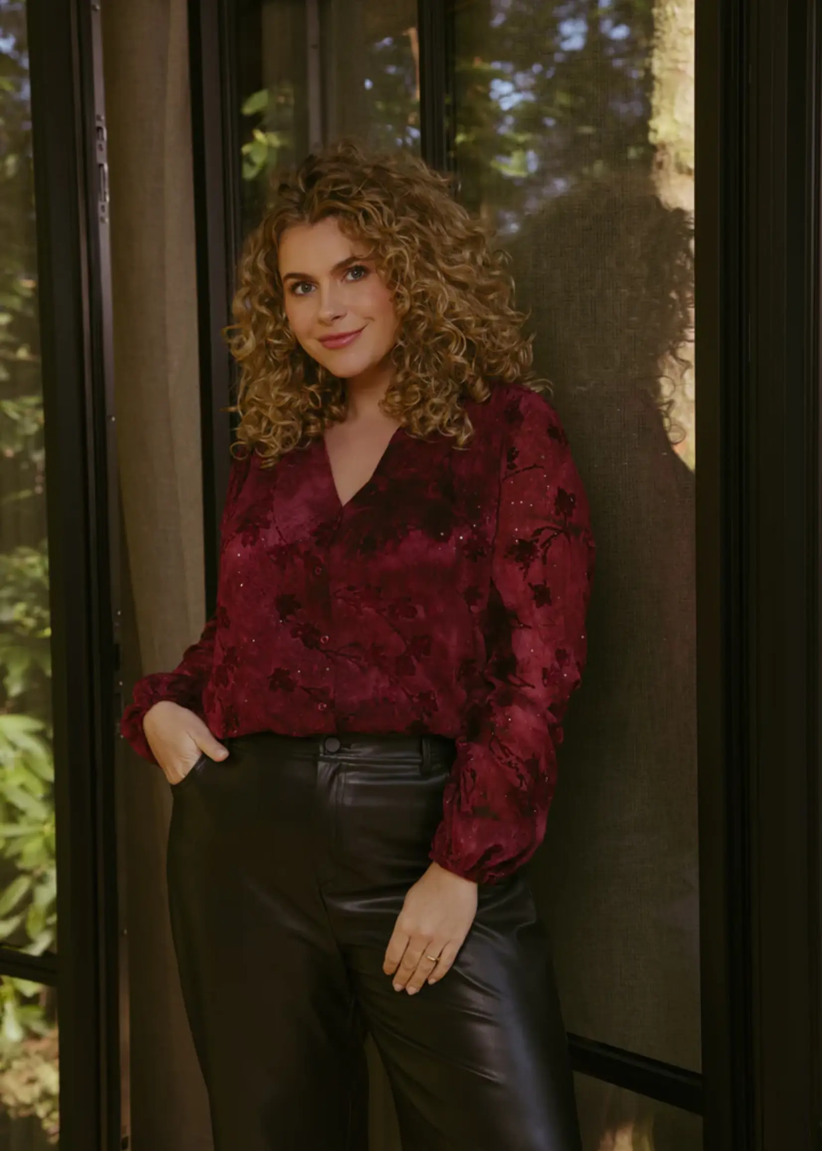 Exxcellent Briony Blouse Mauve Wine