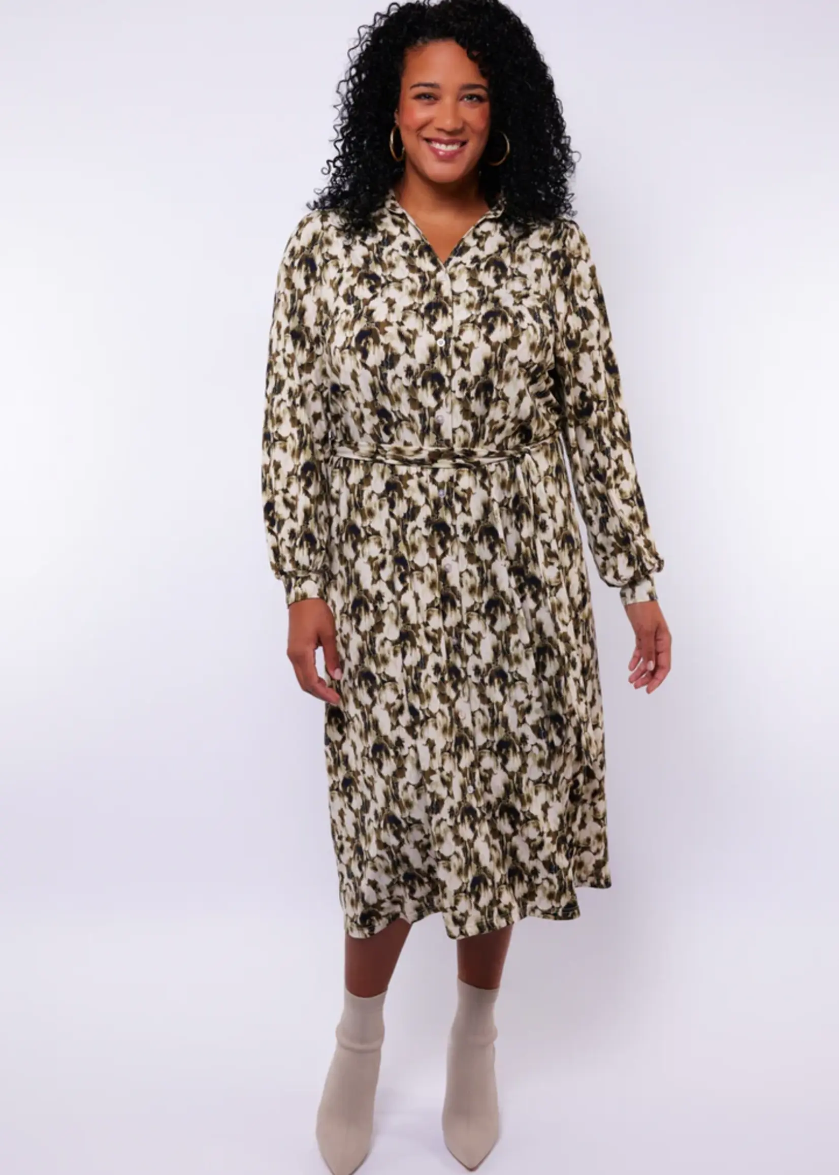 Exxcellent Claire Dress Sand/Olive Green