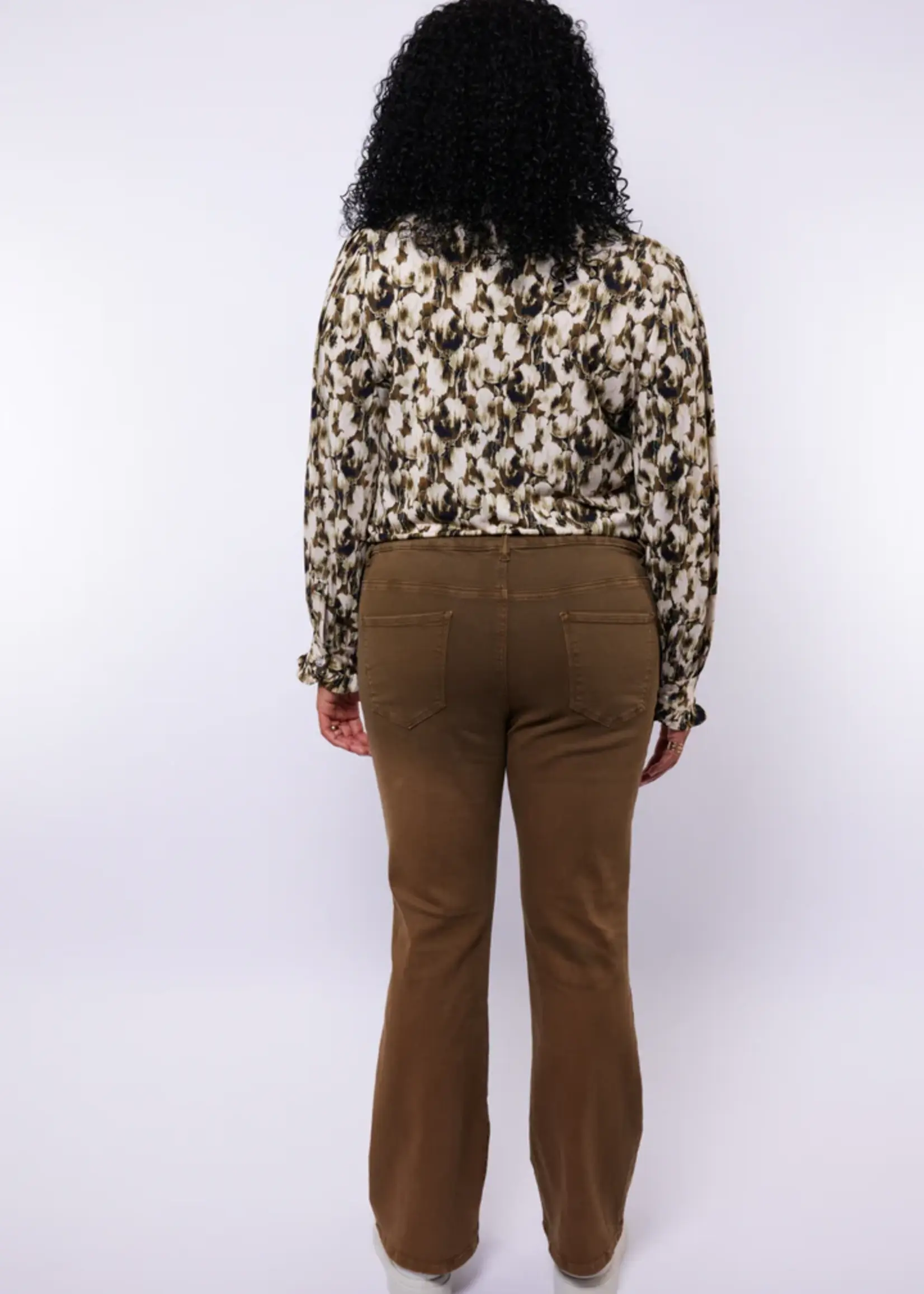 Exxcellent Charlotte Blouse Sand/Olive Green Maat 44 en 54