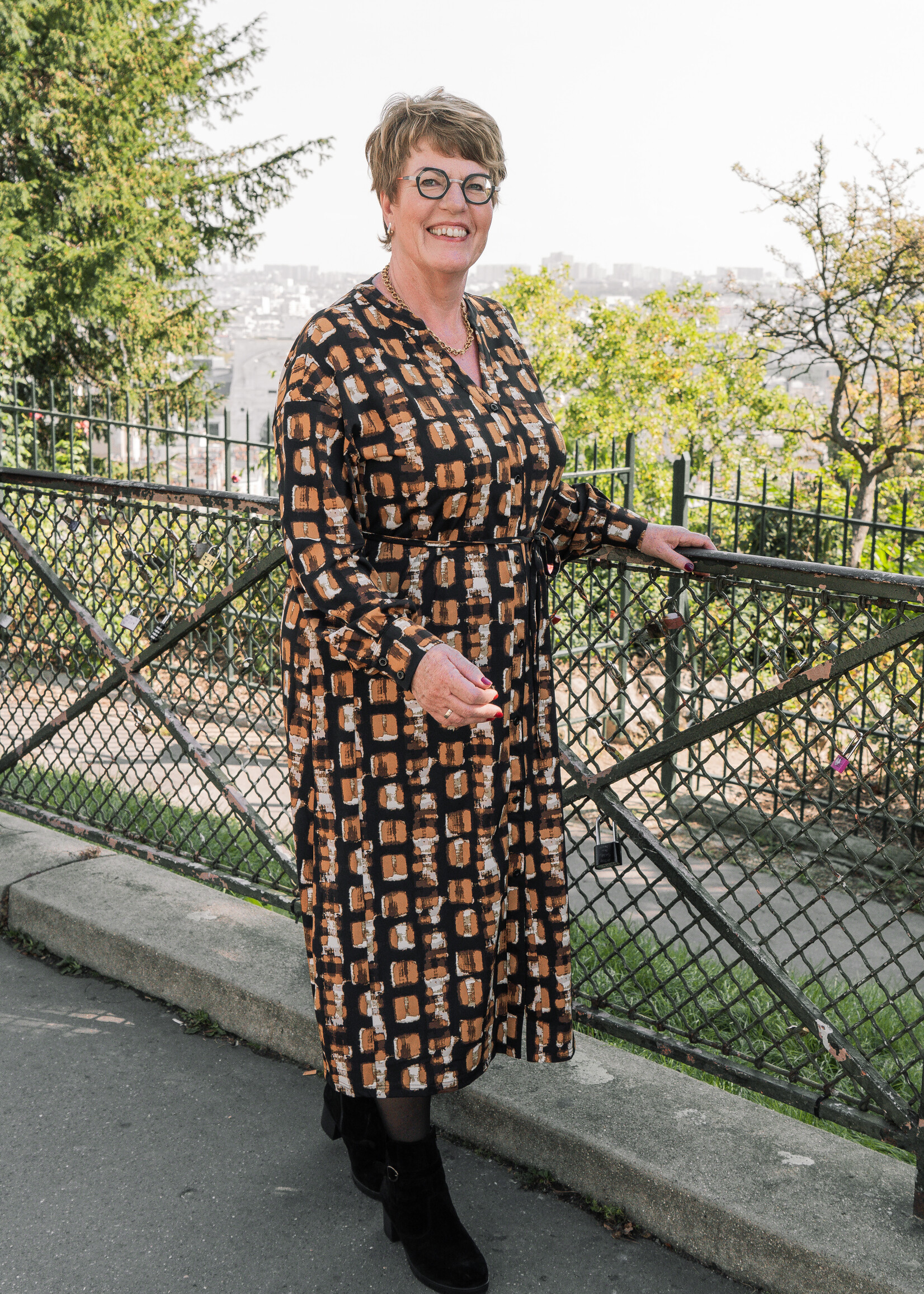 Exxcellent Brianna Dress Black/Cognac Maat 46