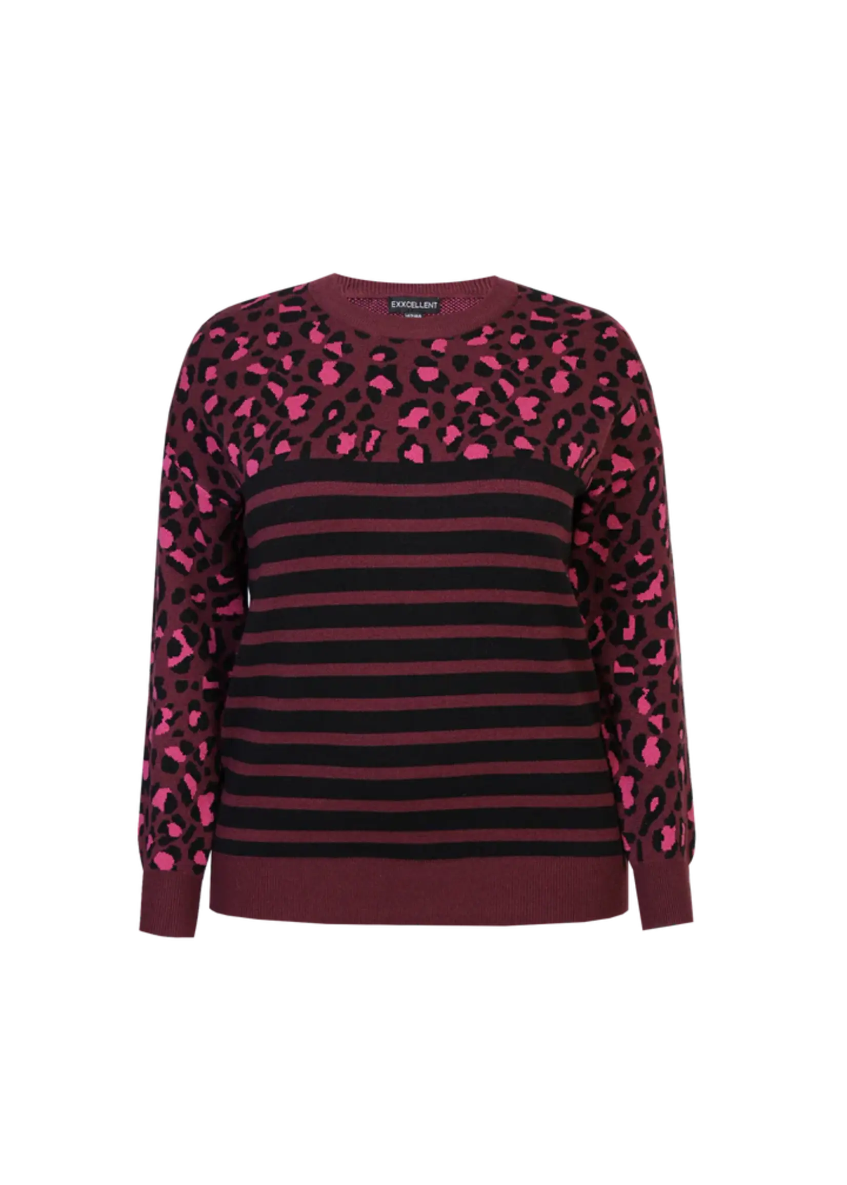 Exxcellent Luisa Knit Pullover Mauve Wine / Black