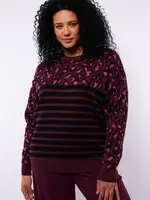Exxcellent Luisa Knit Pullover Mauve Wine / Black
