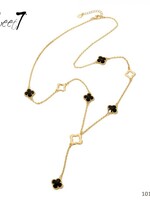 Sweet7 Lange ketting Babette zwarte klavers