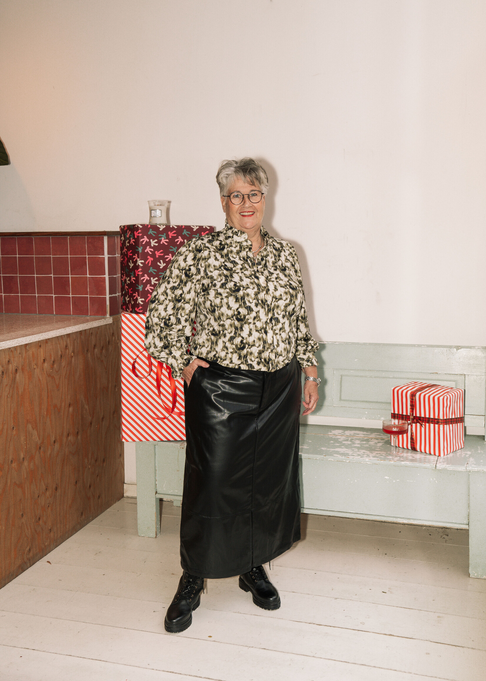 Exxcellent Charlotte Blouse Sand/Olive Green Maat 44 en 54