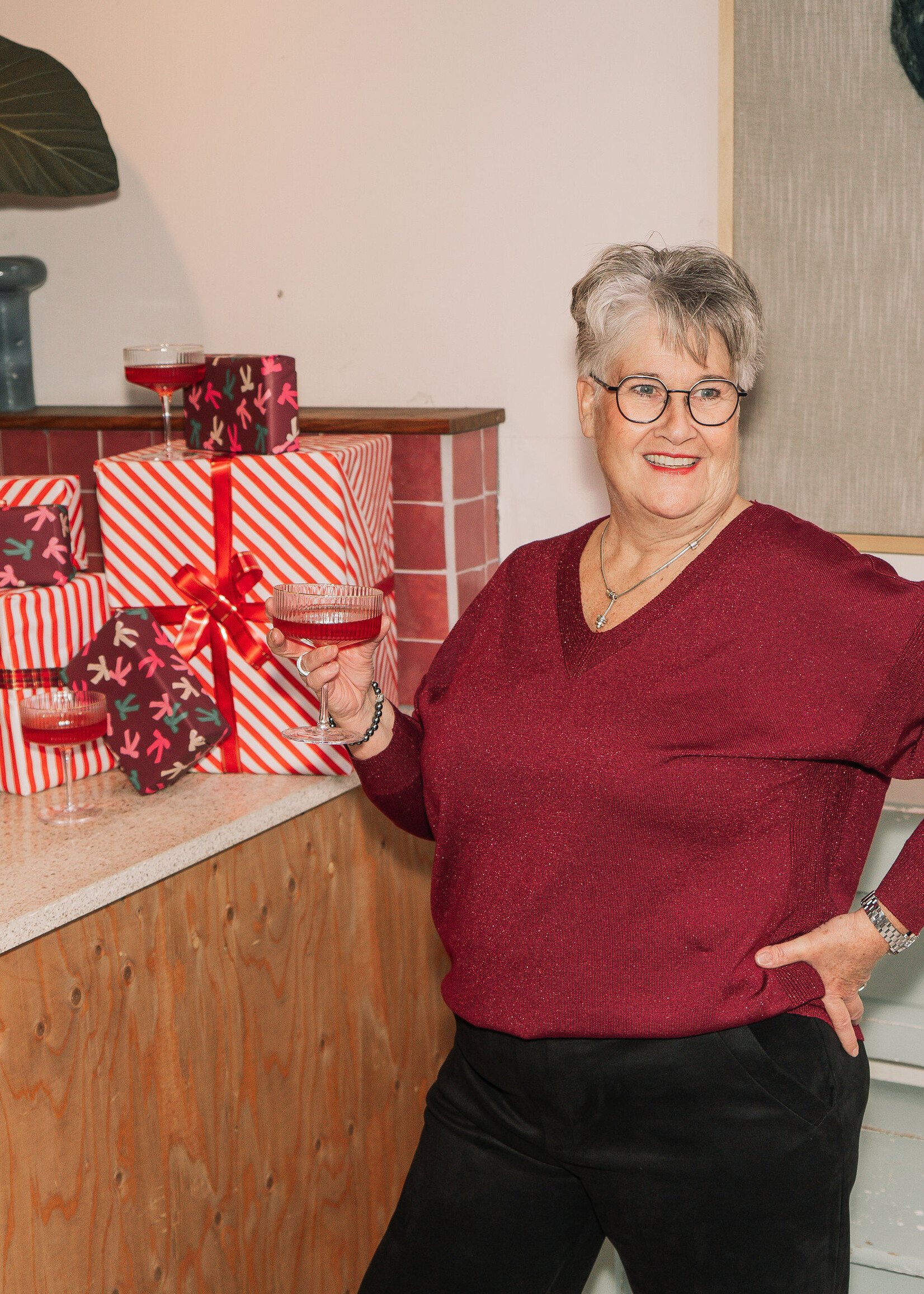 Exxcellent Kirsten Knit Pullover Amarone Cabernet