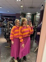 PRE ORDER Mia Stripe Vibe Knitwear Fuchsia Oranje