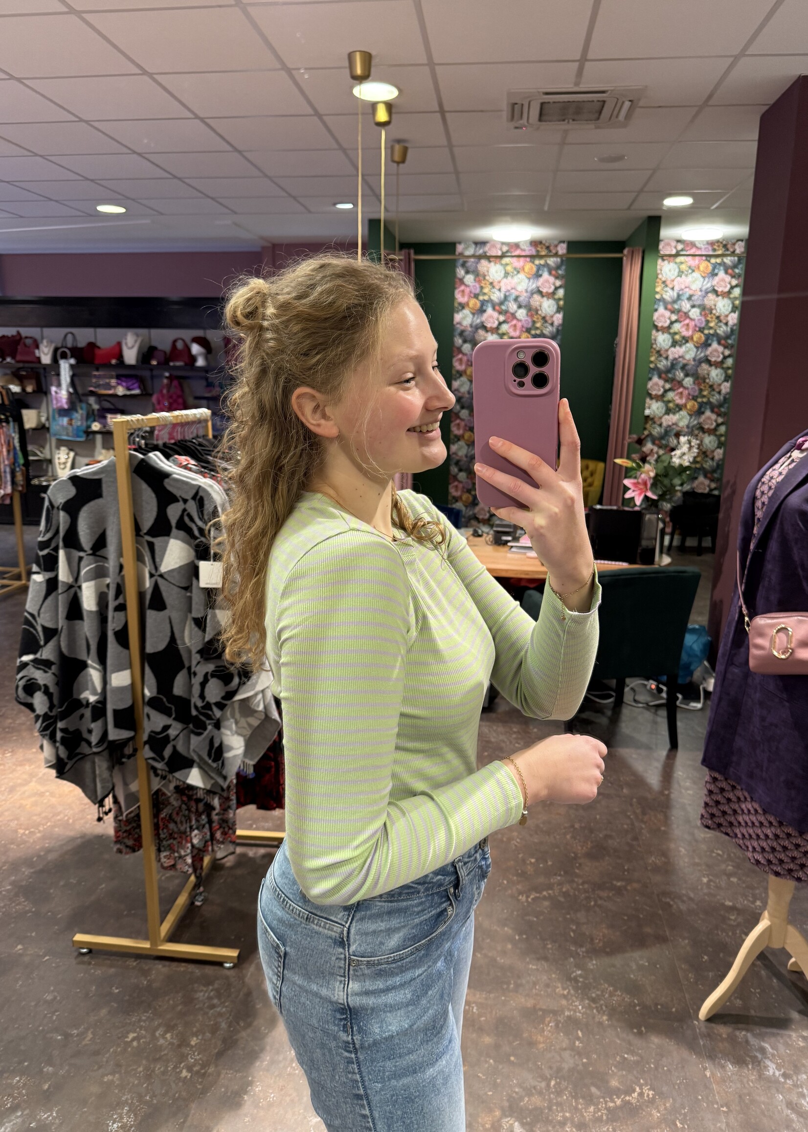 Belle truitje stripe Green Lila