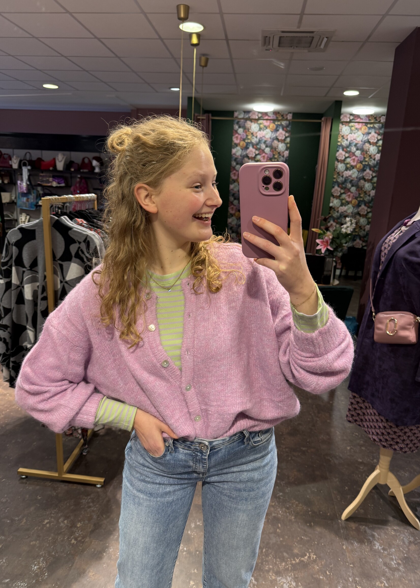 Belle truitje stripe Green Lila