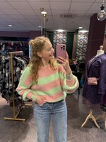 Mia Stripe Vibe Knitwear Mint Pink Onesize