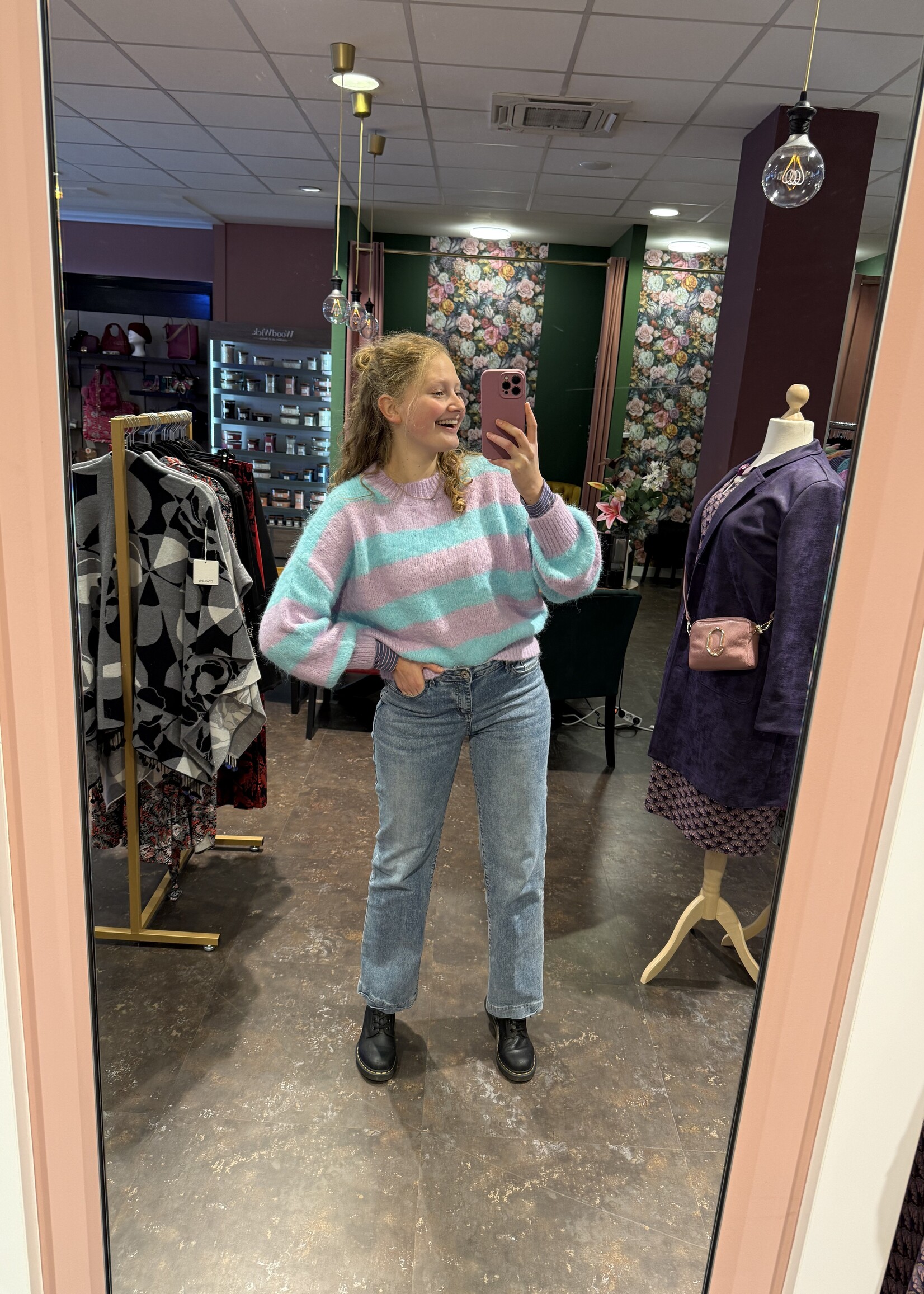 Mia Stripe Vibe Knitwear Blue Lila