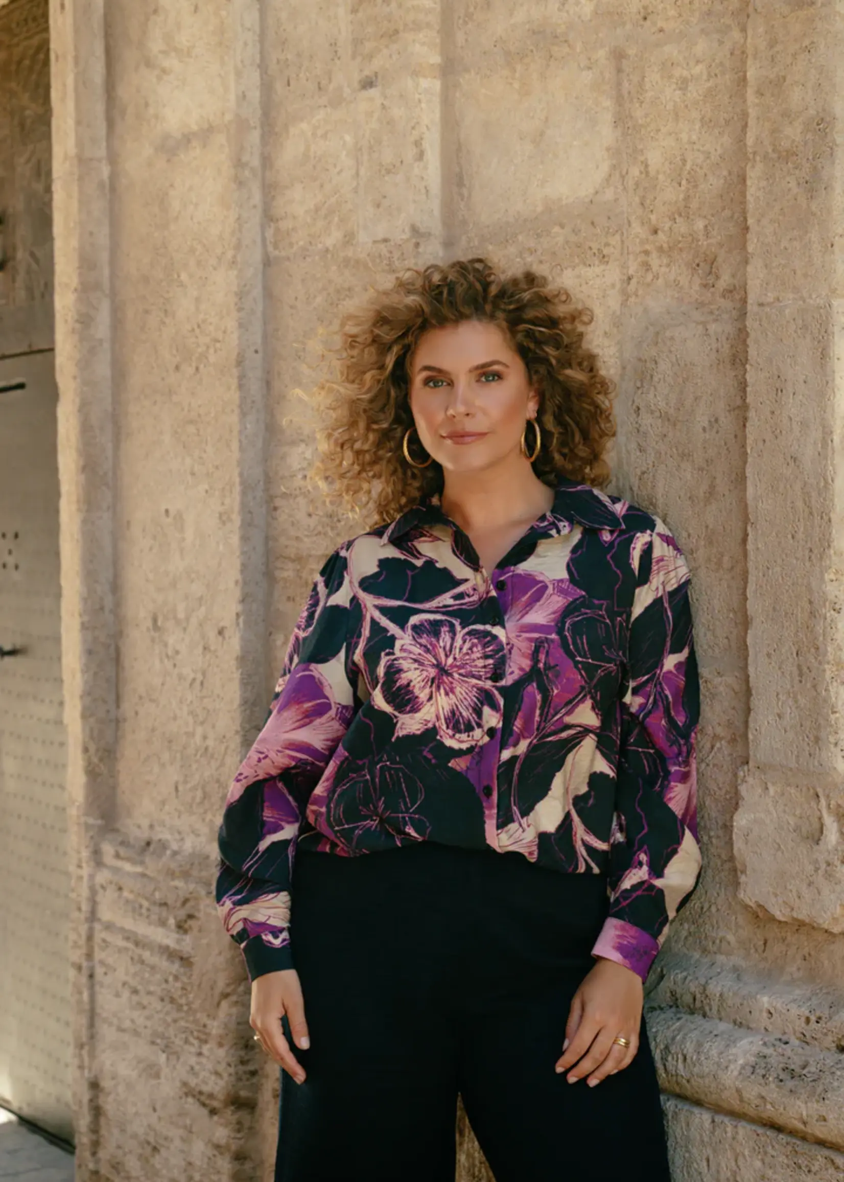 Exxcellent Serene Blouse Dark Gray/Dusty Mauve