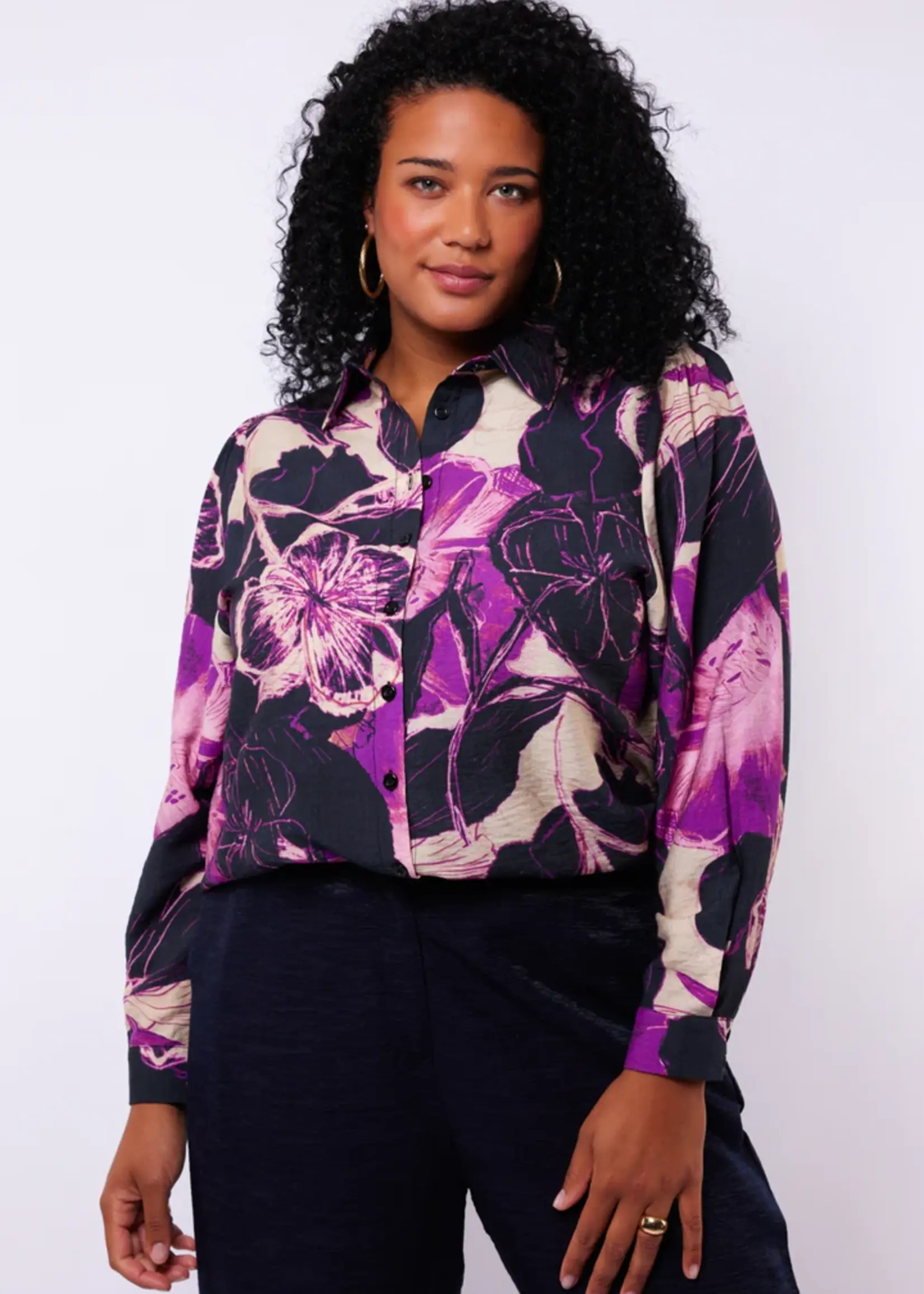 Exxcellent Serene Blouse Dark Gray/Dusty Mauve