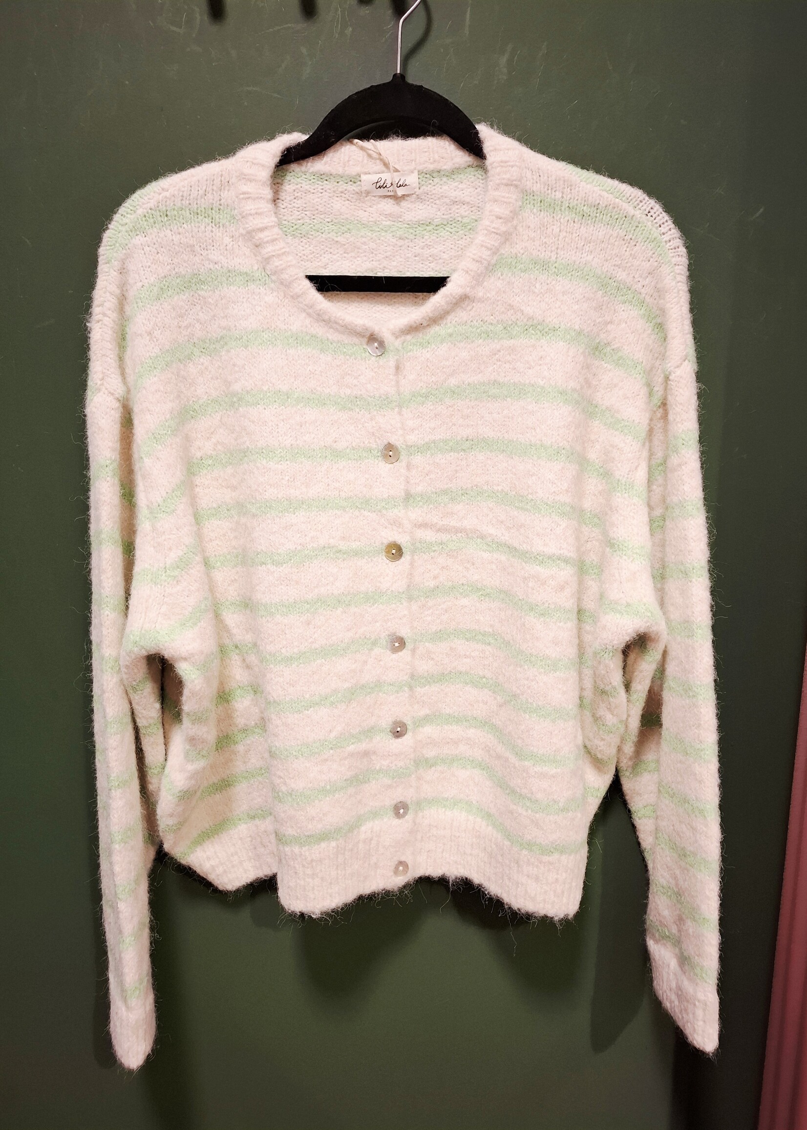 Maddie vestje gebreid White Green onesize
