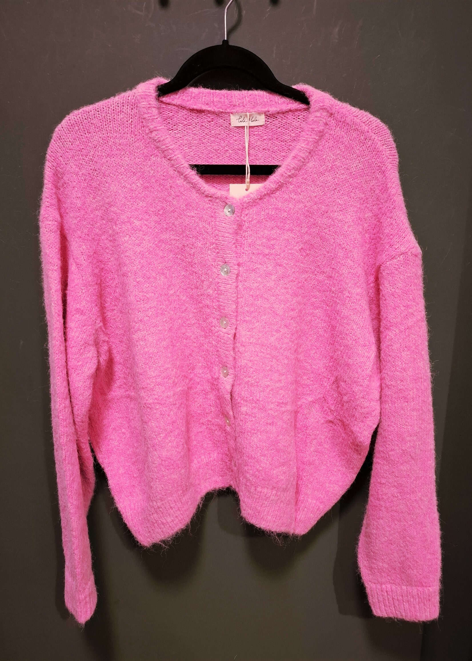 Maddie vestje gebreid Candy Pink