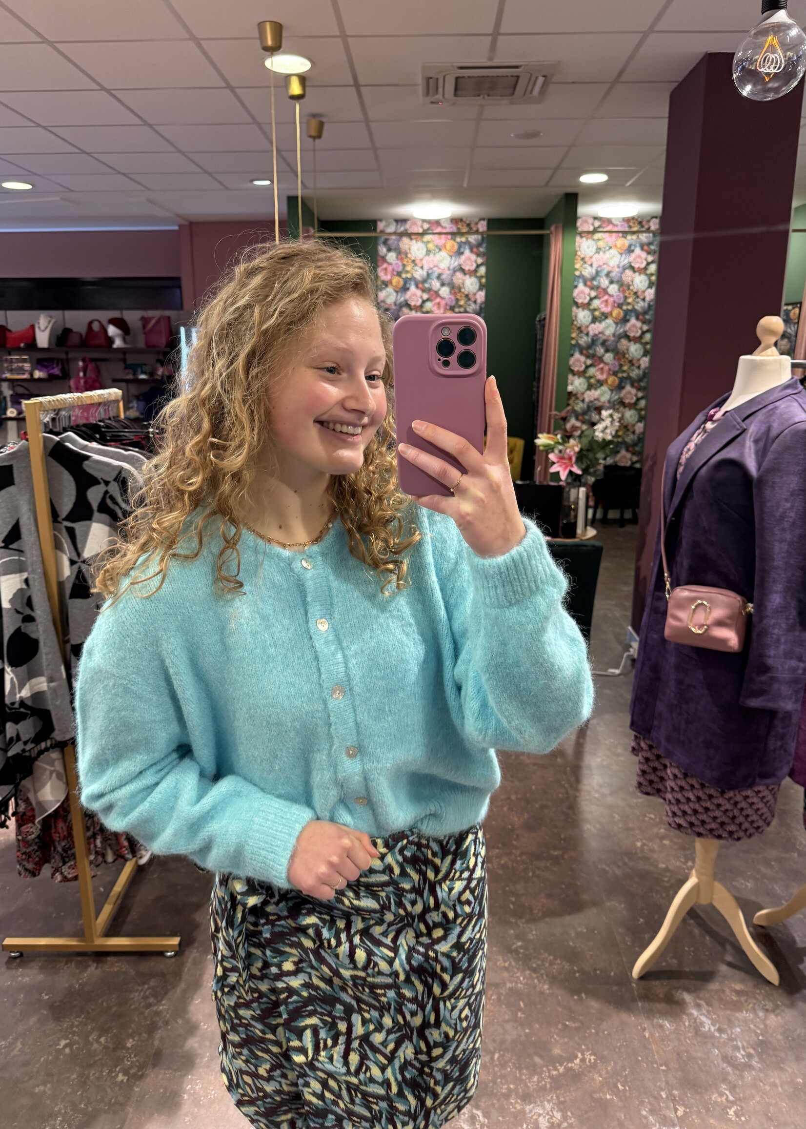 Maddie vestje gebreid AzuurBlauw