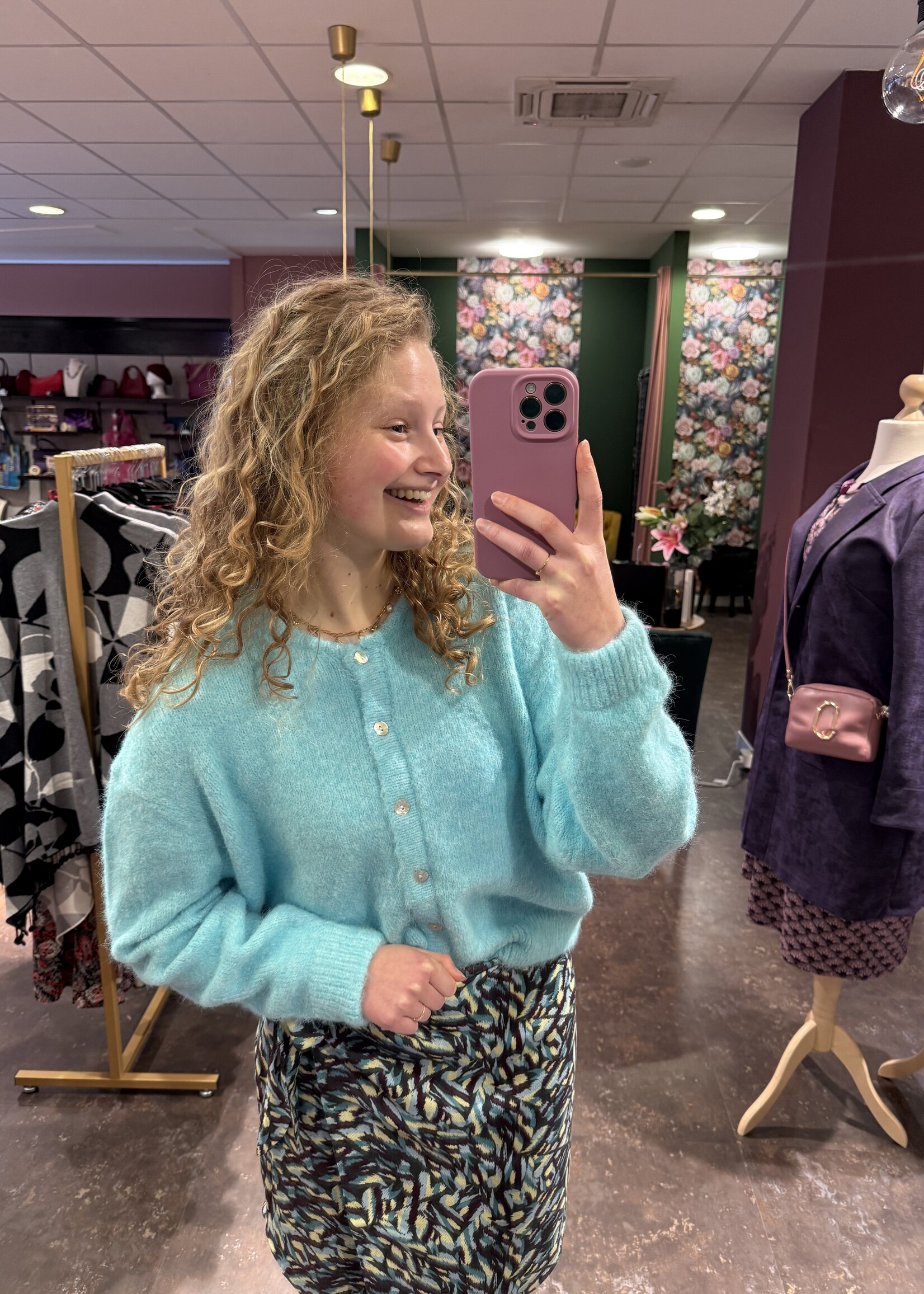 Maddie vestje gebreid AzuurBlauw