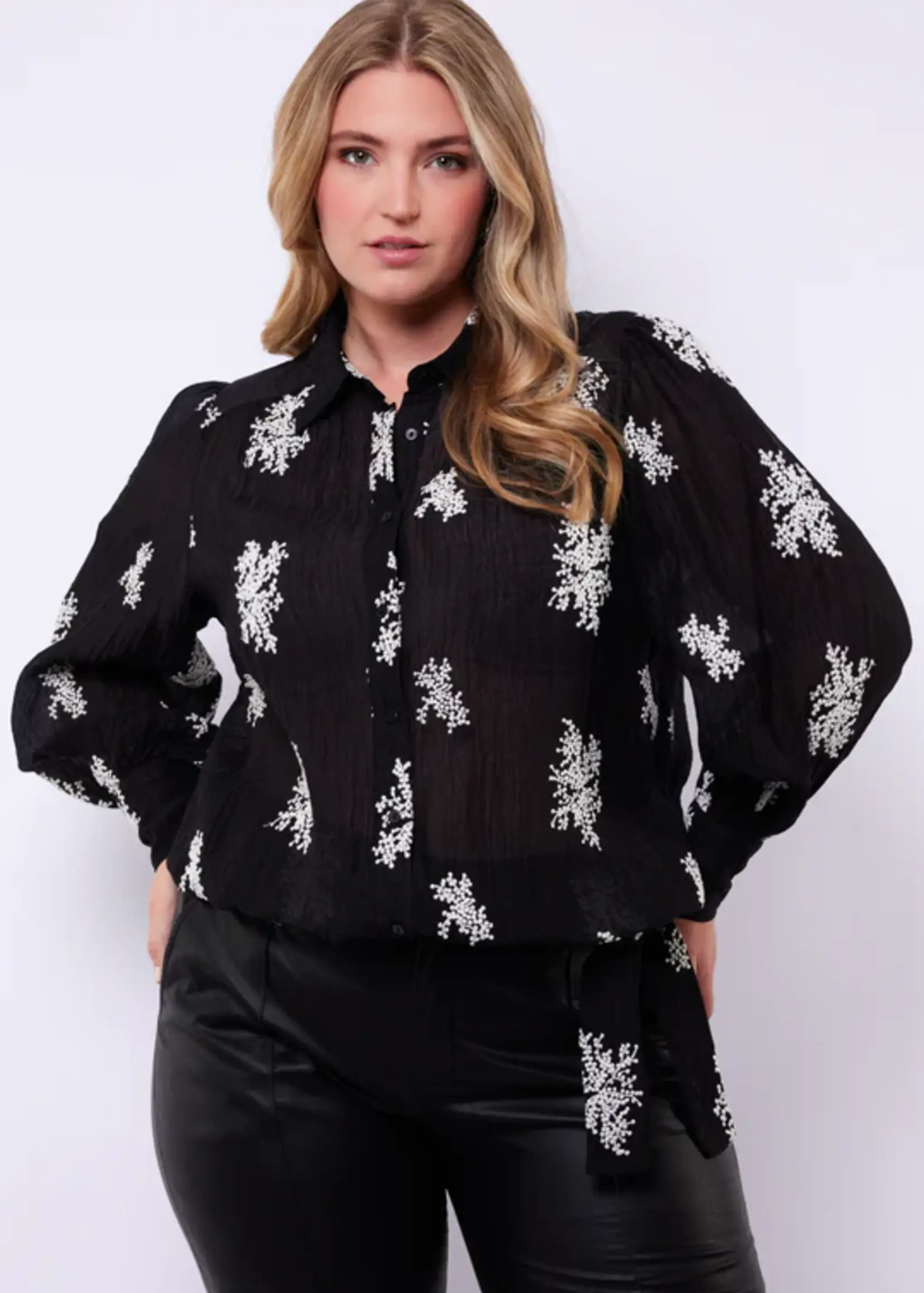 Exxcellent Fern Blouse Black/Khaki
