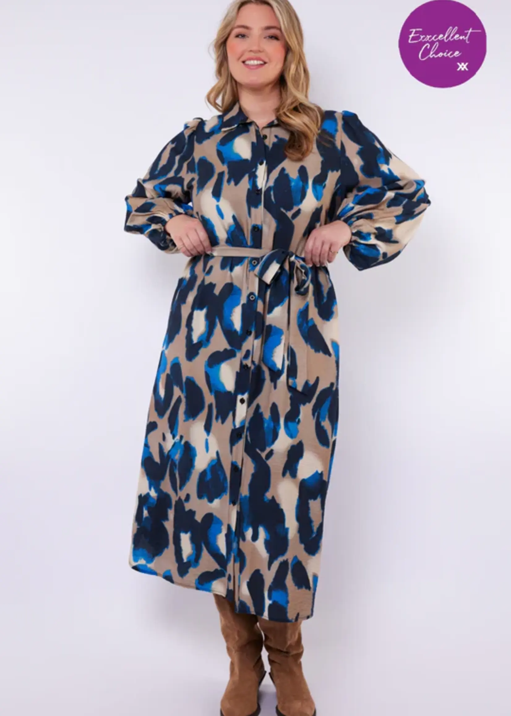 Exxcellent Jovie Dress Moon Rock/Dark Sapphire Maat 48