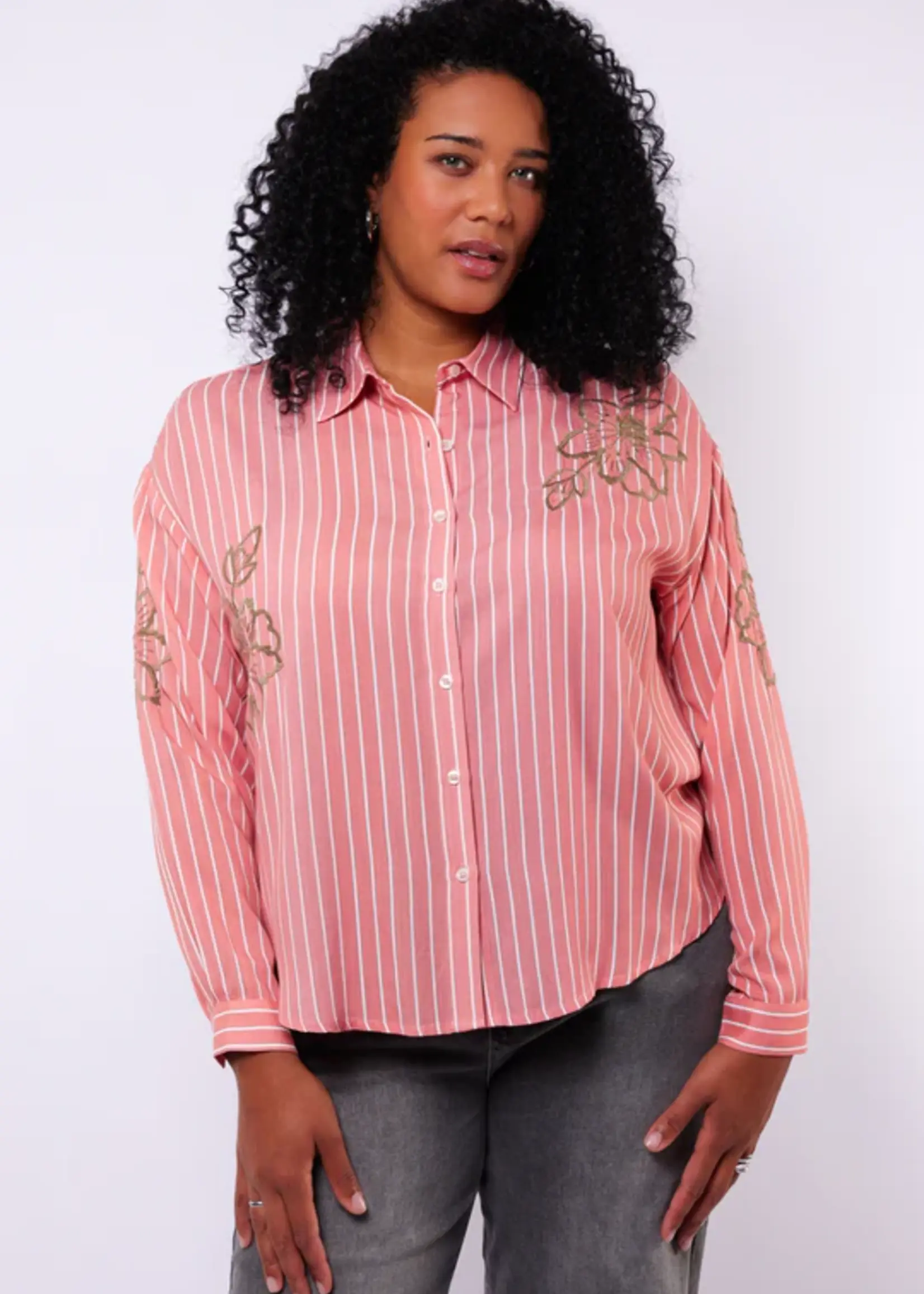 Exxcellent Simone Blouse Slate Rose/Offwhite