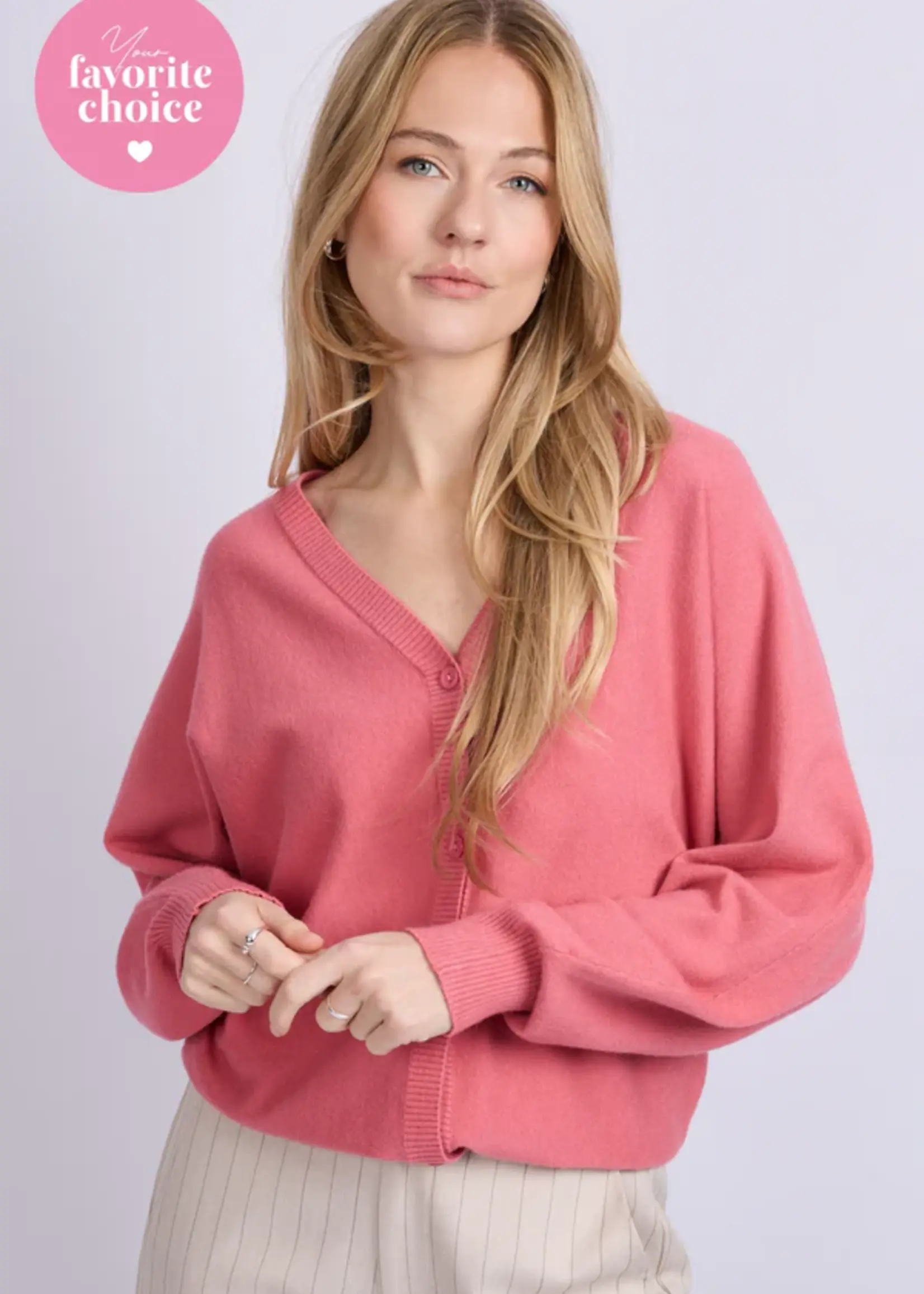 C&S The Label Kiara Knit Cardigan Dusty Mauve