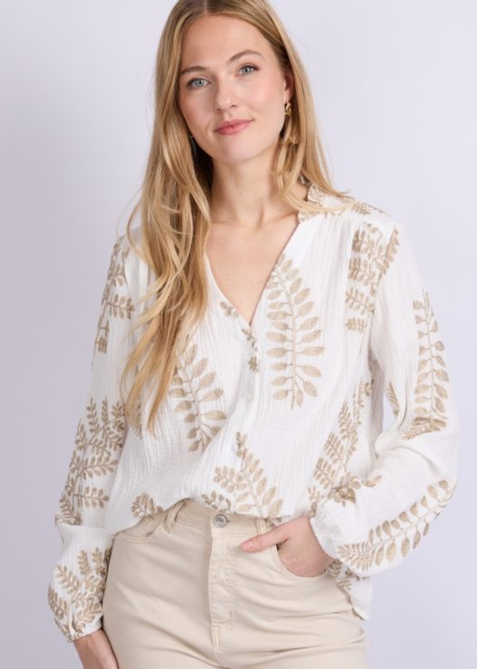 C&S The Label Lize Blouse Offwhite/Gold