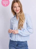 C&S The Label Lenette Blouse Blue Mist/Offwhite