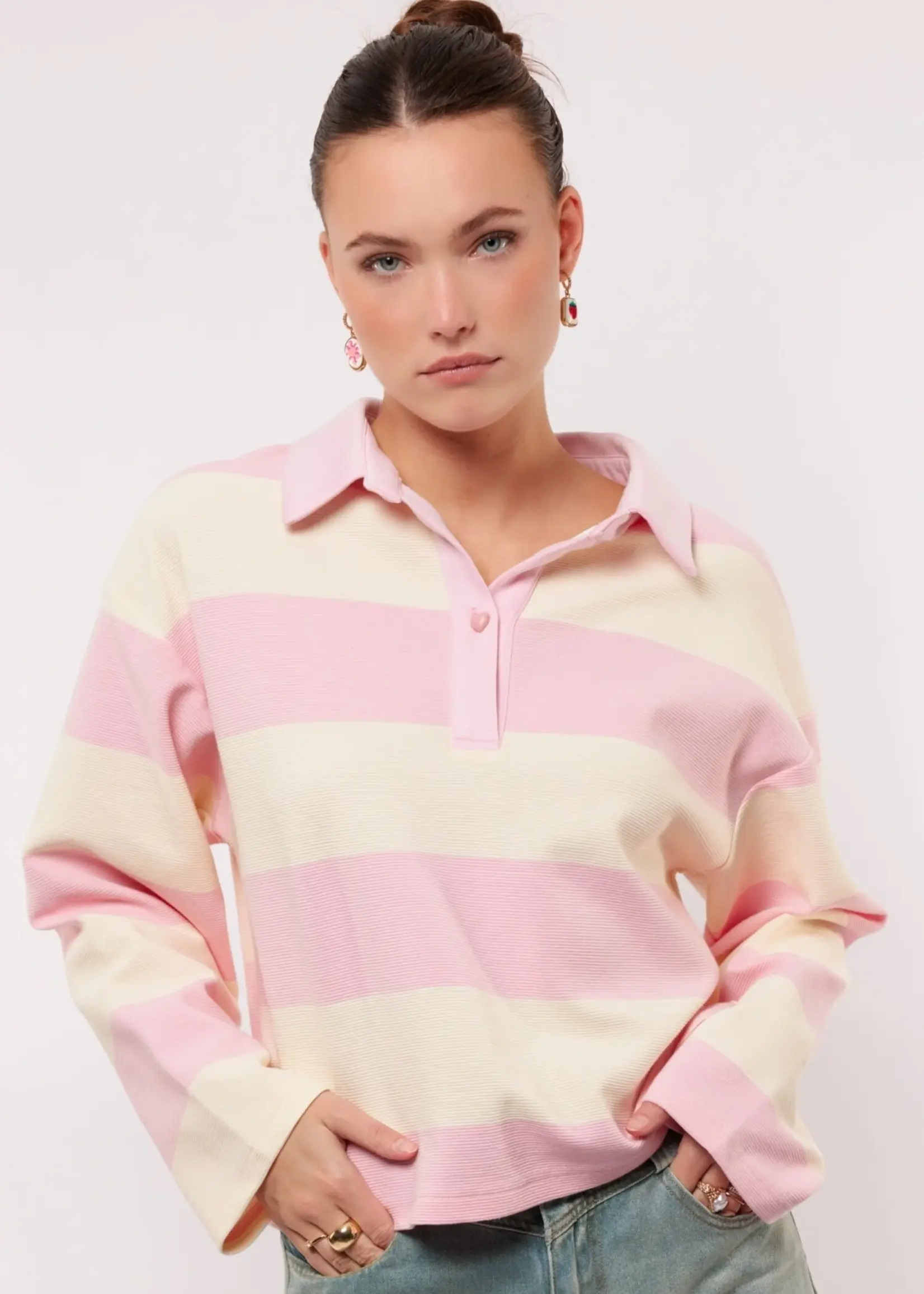 FLURESK Zeyna Sweater Soft Pink/Offwhite