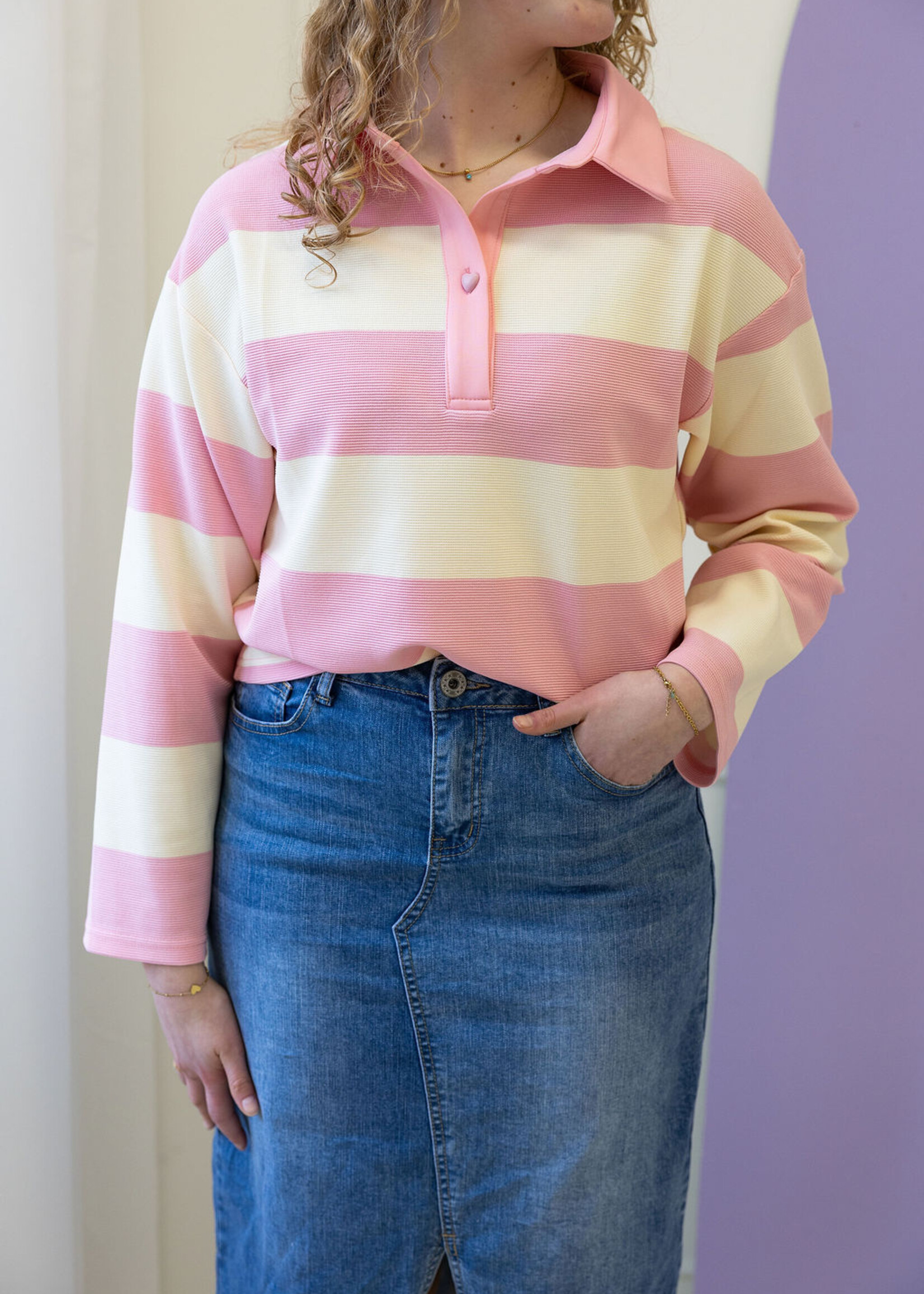 FLURESK Zeyna Sweater Soft Pink/Offwhite