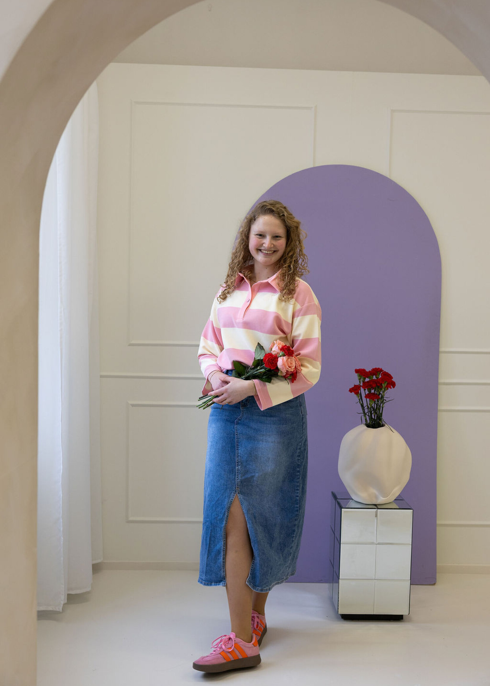 FLURESK Zeyna Sweater Soft Pink/Offwhite