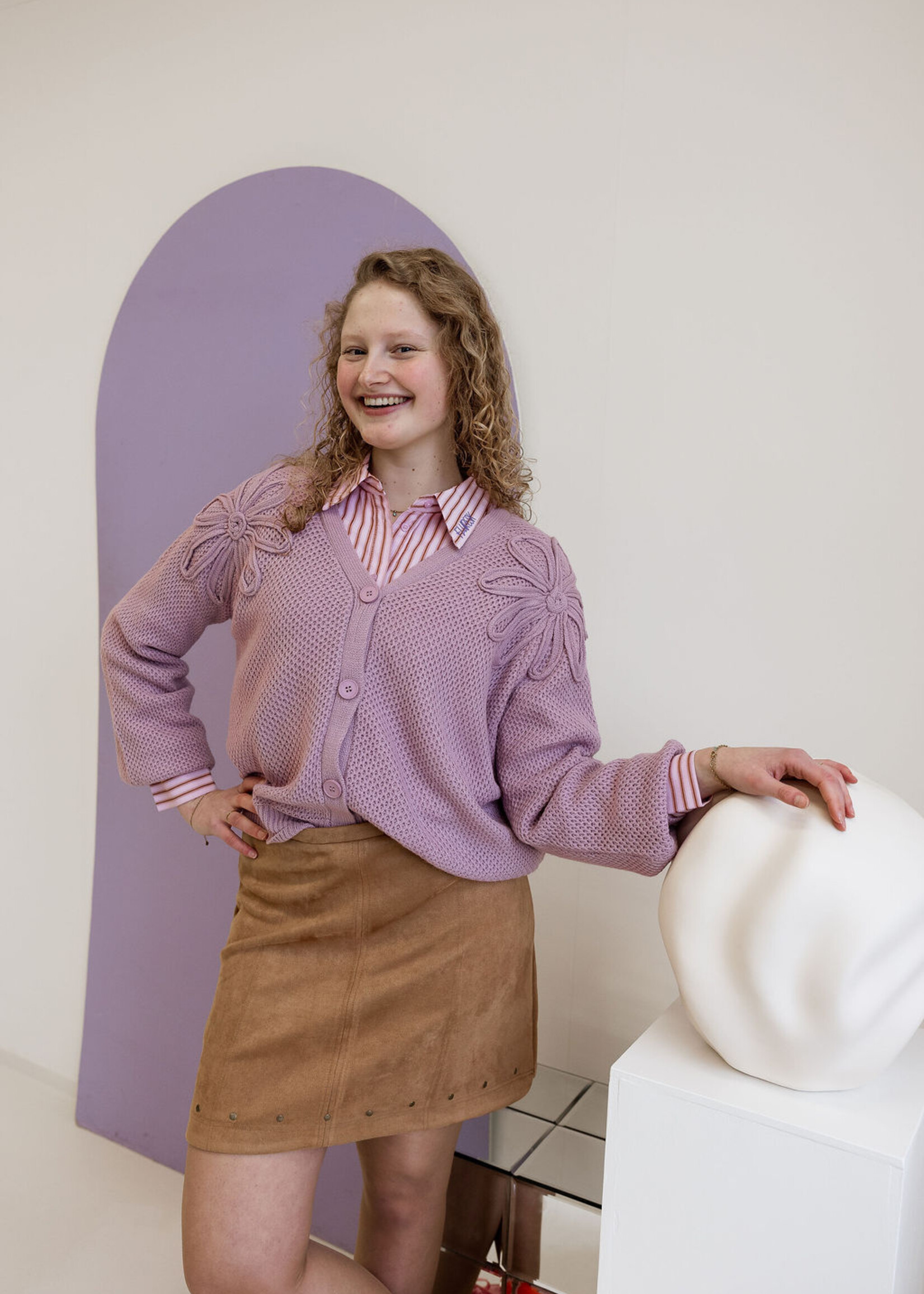 C&S The Label Kira Knit Cardigan Dusty Mauve