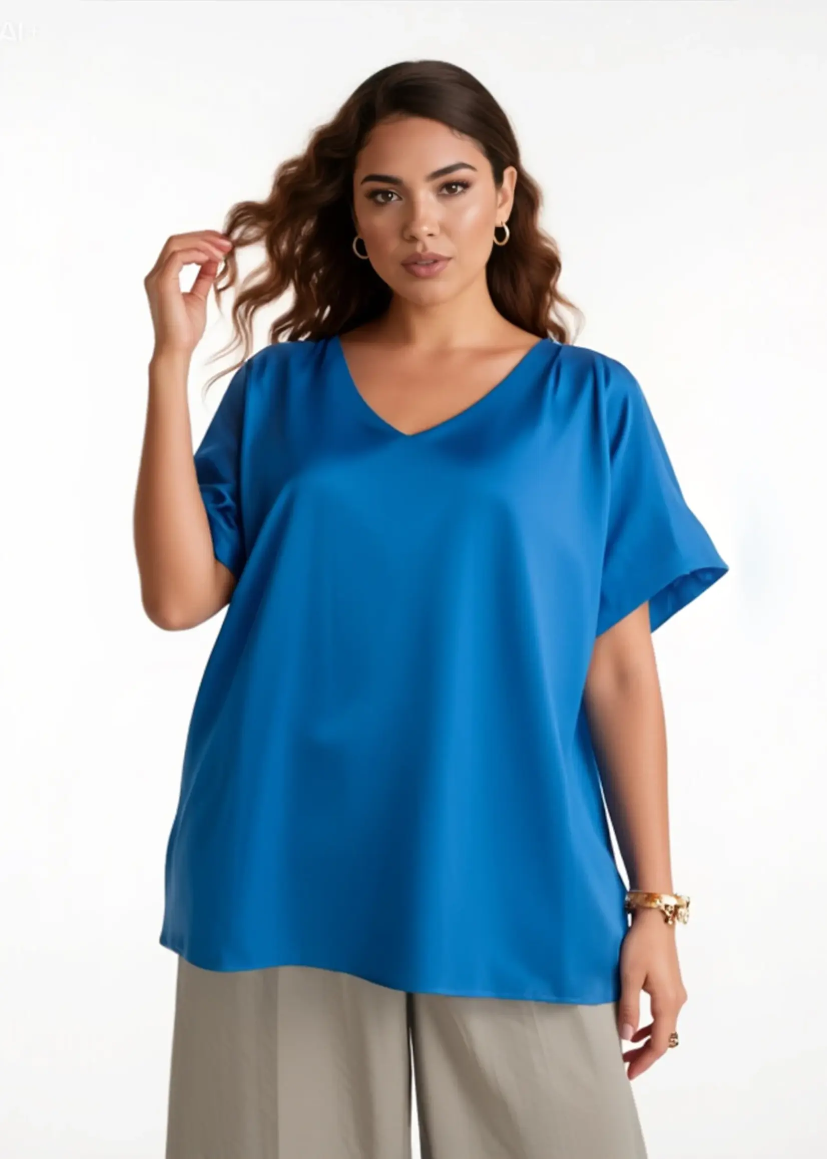 Ophilia Emma Satin Plain Blue