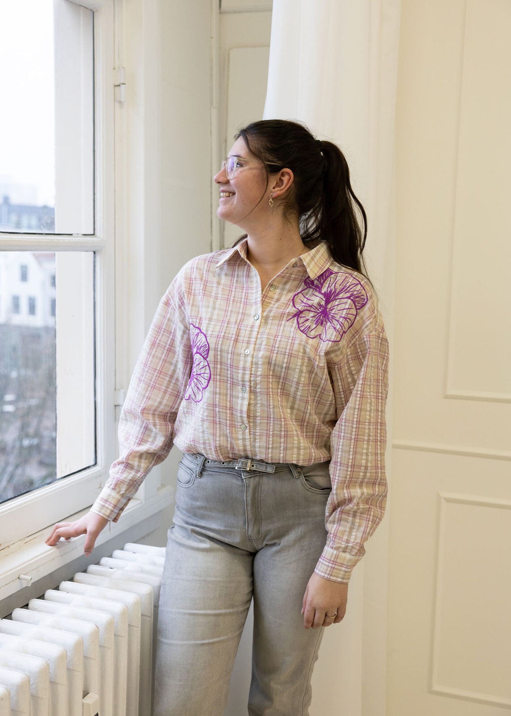 C&S The Label Landa Blouse Sand/Dusty Mauve