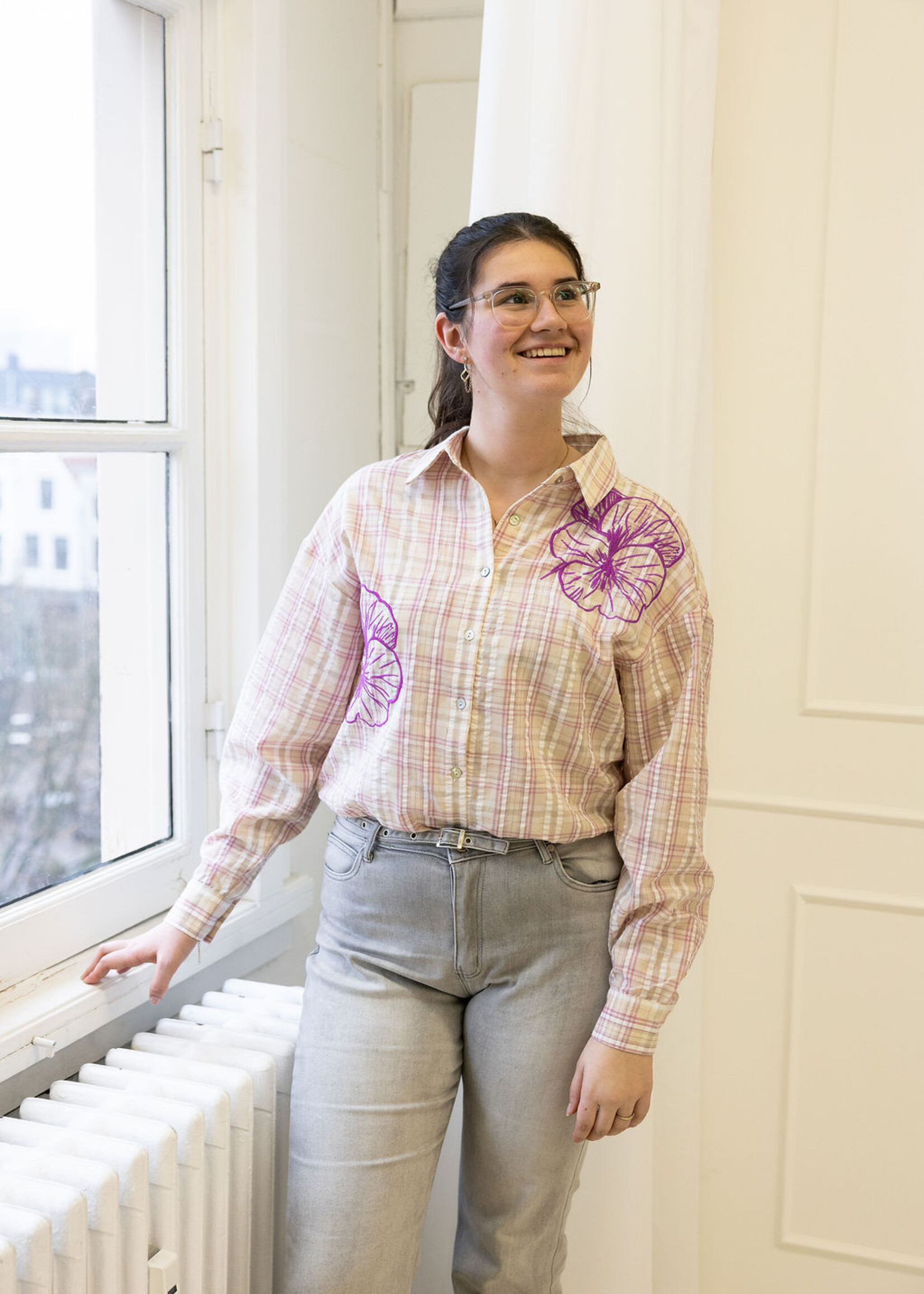 C&S The Label Landa Blouse Sand/Dusty Mauve