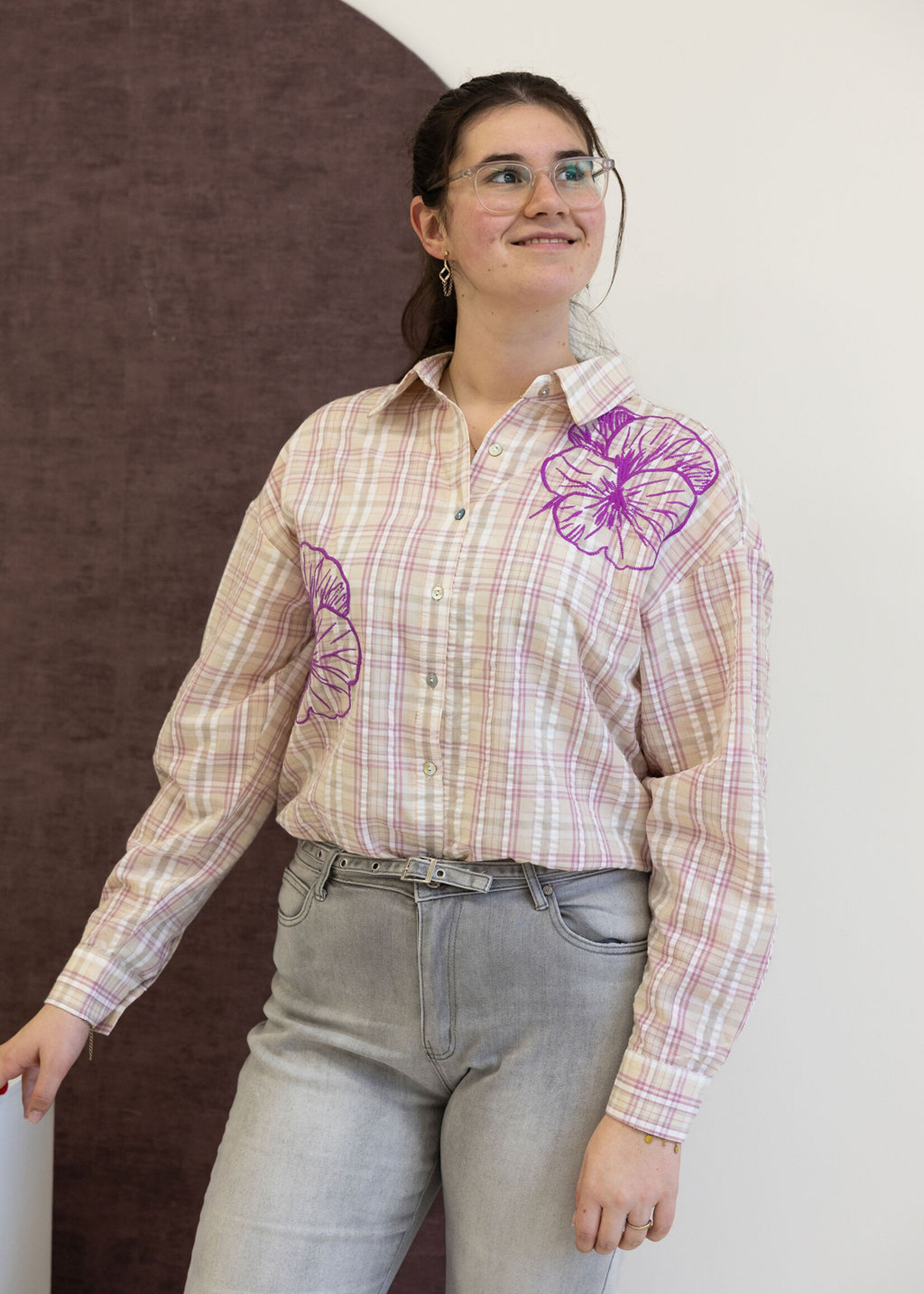 C&S The Label Landa Blouse Sand/Dusty Mauve