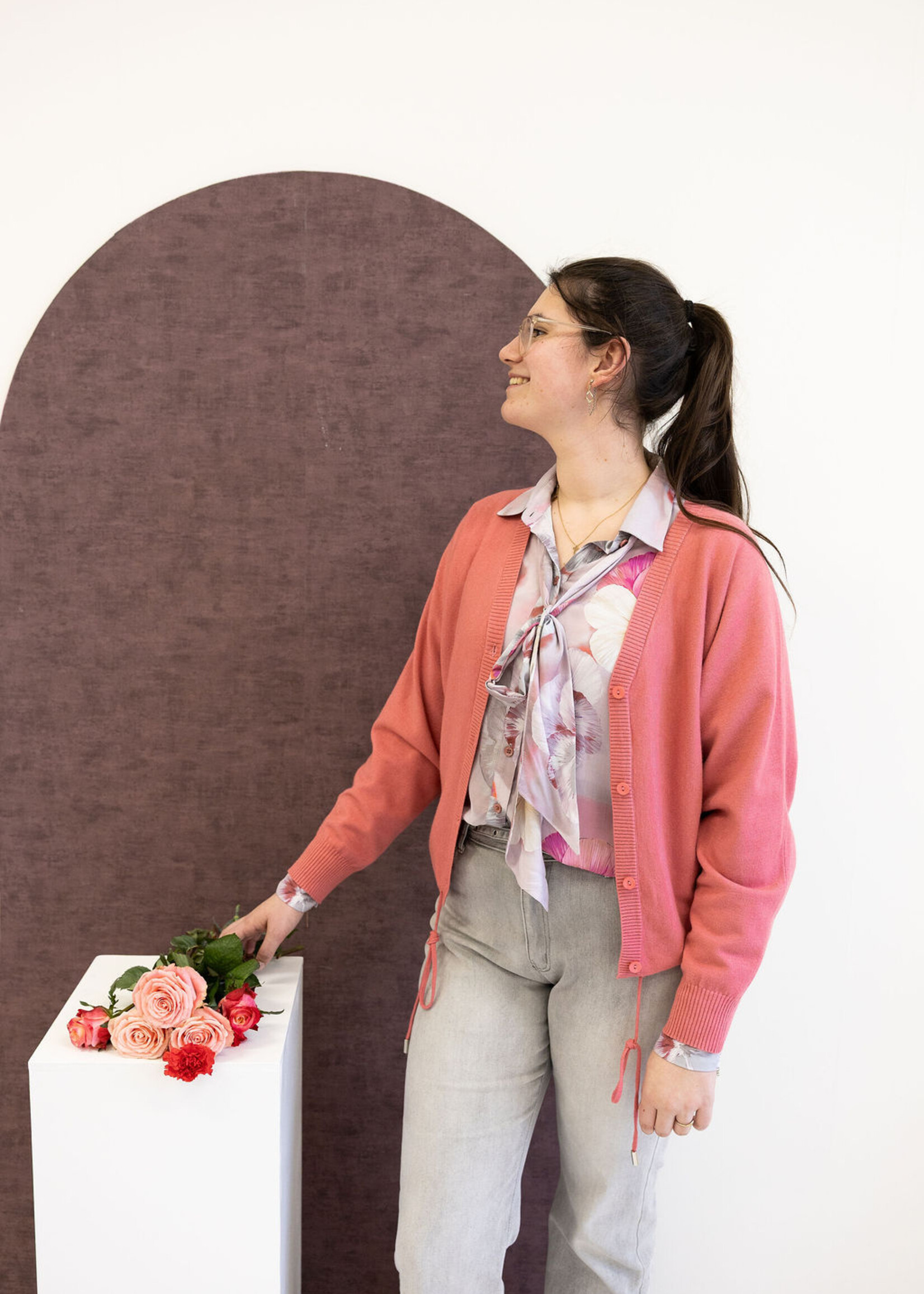 C&S The Label Kiara Knit Cardigan Slate Rose