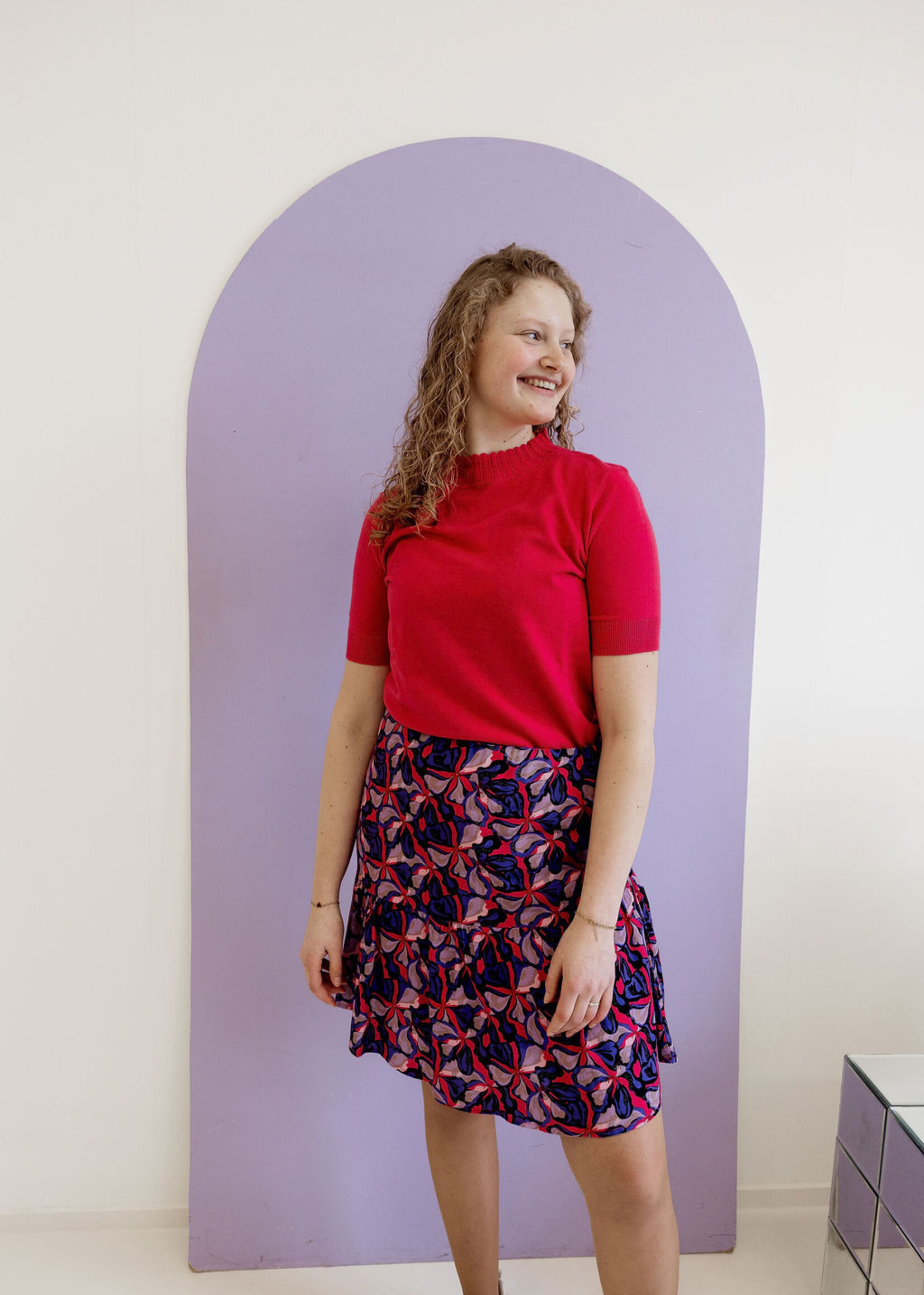 FLURESK Zayla Knit Top Berry Fuchsia