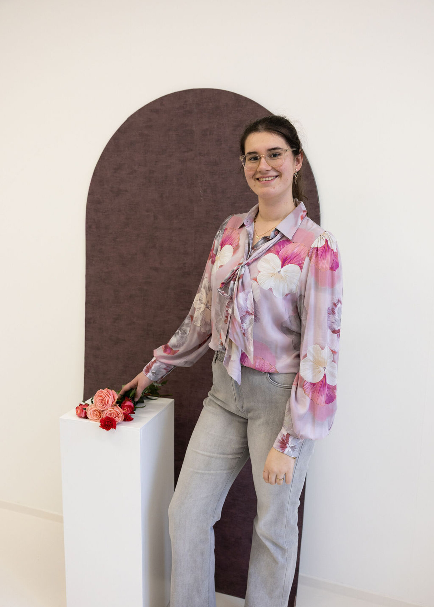 C&S The Label Lace Blouse Slate Rose/Mix