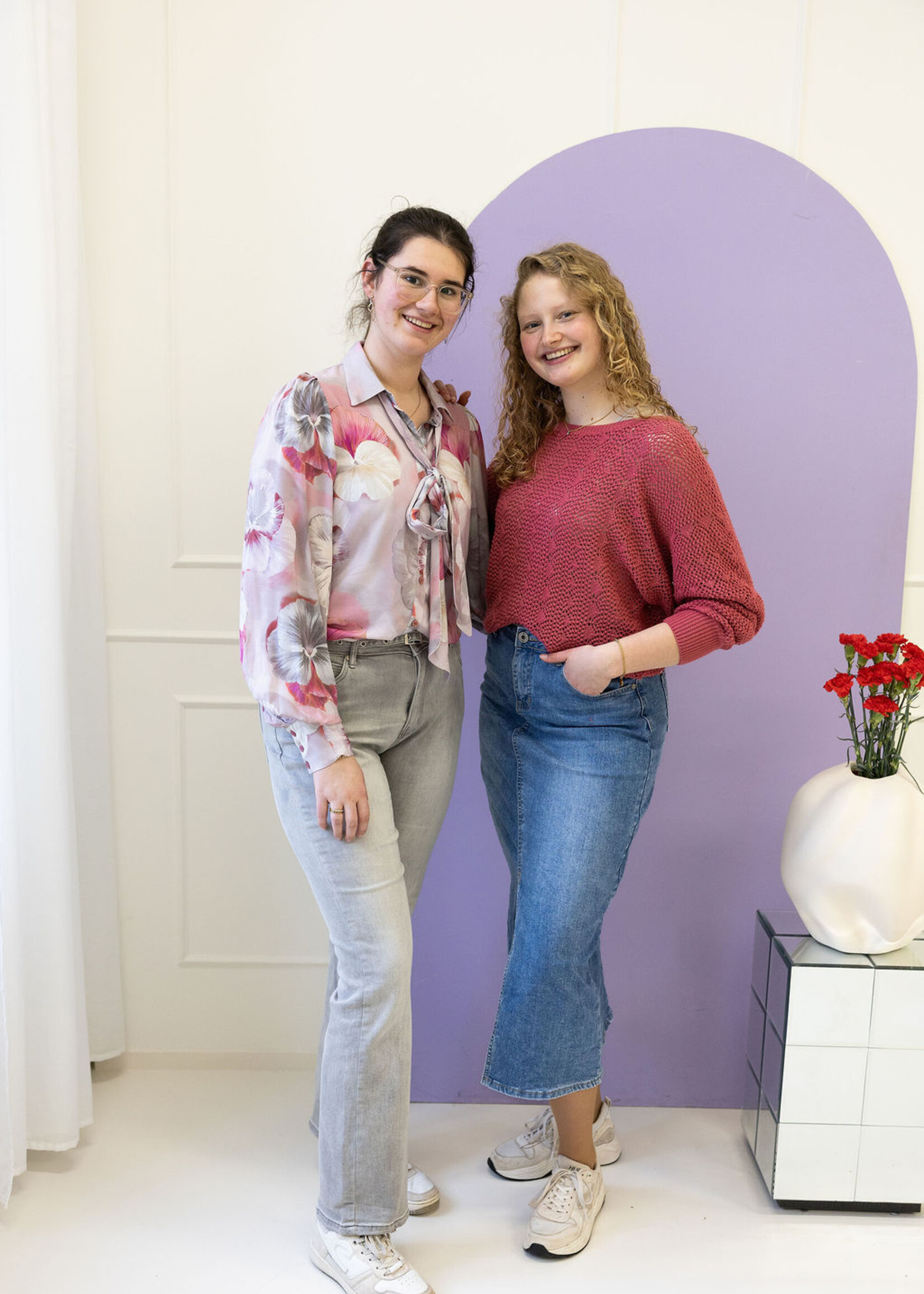 C&S The Label Lace Blouse Slate Rose/Mix