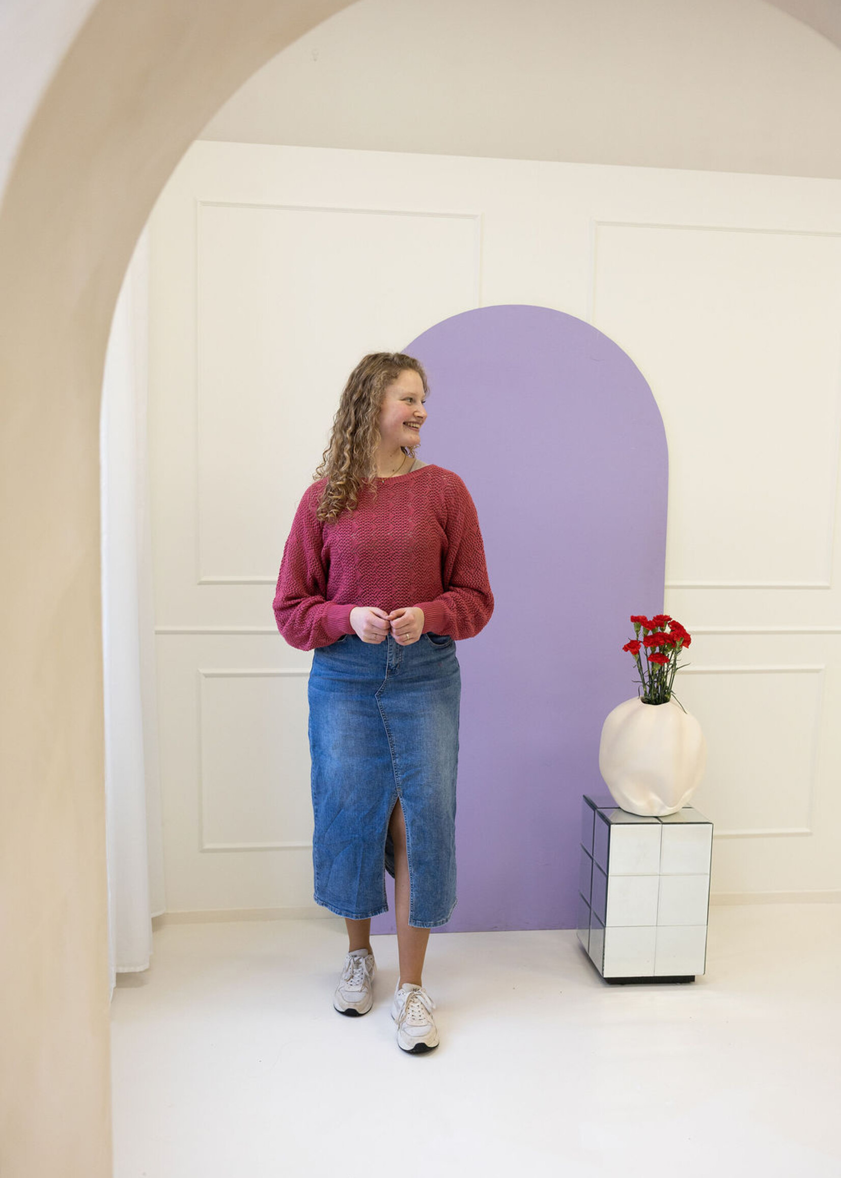 C&S The Label Khloe Knit Pullover Slate Rose