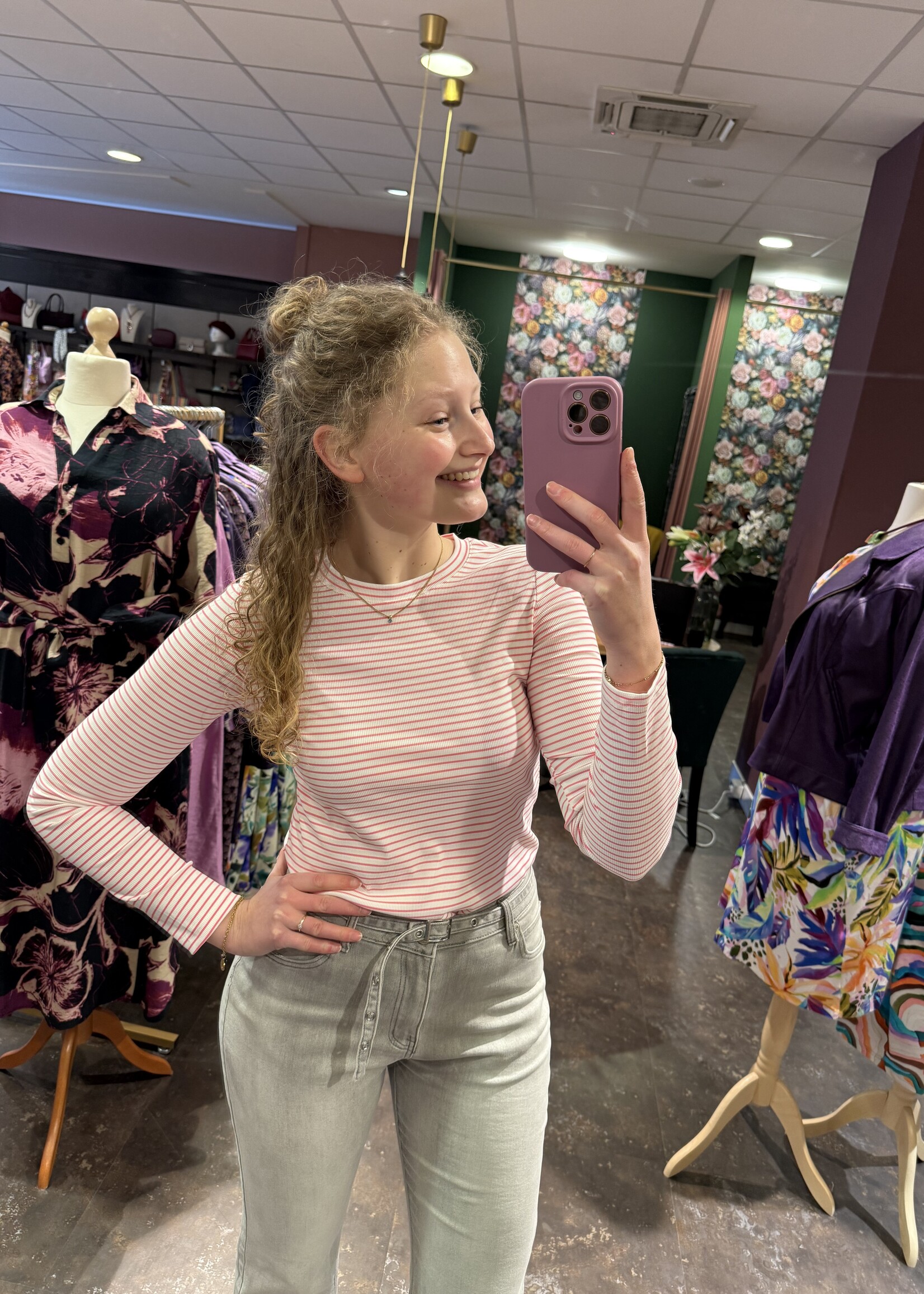 Belle truitje stripe Pink White