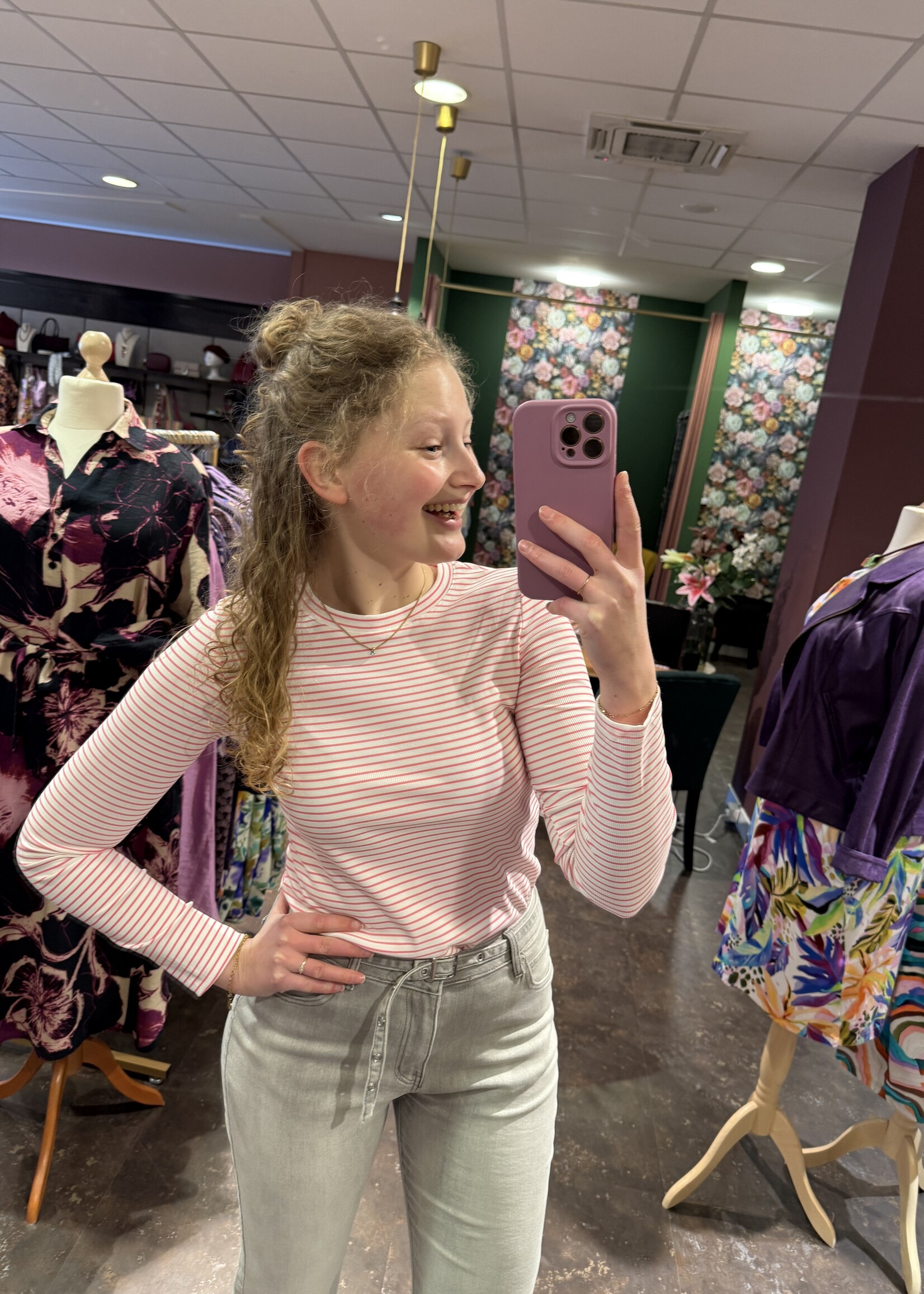 Belle truitje stripe Pink White