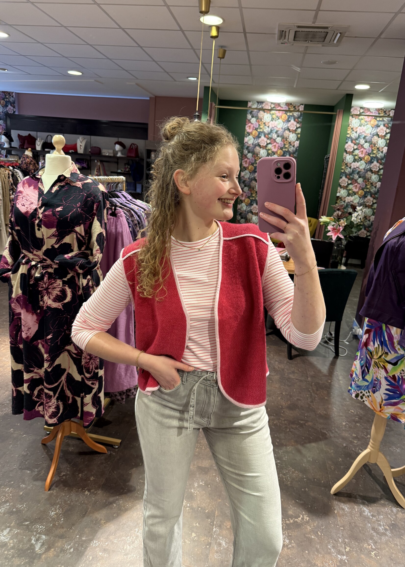 Belle truitje stripe Pink White