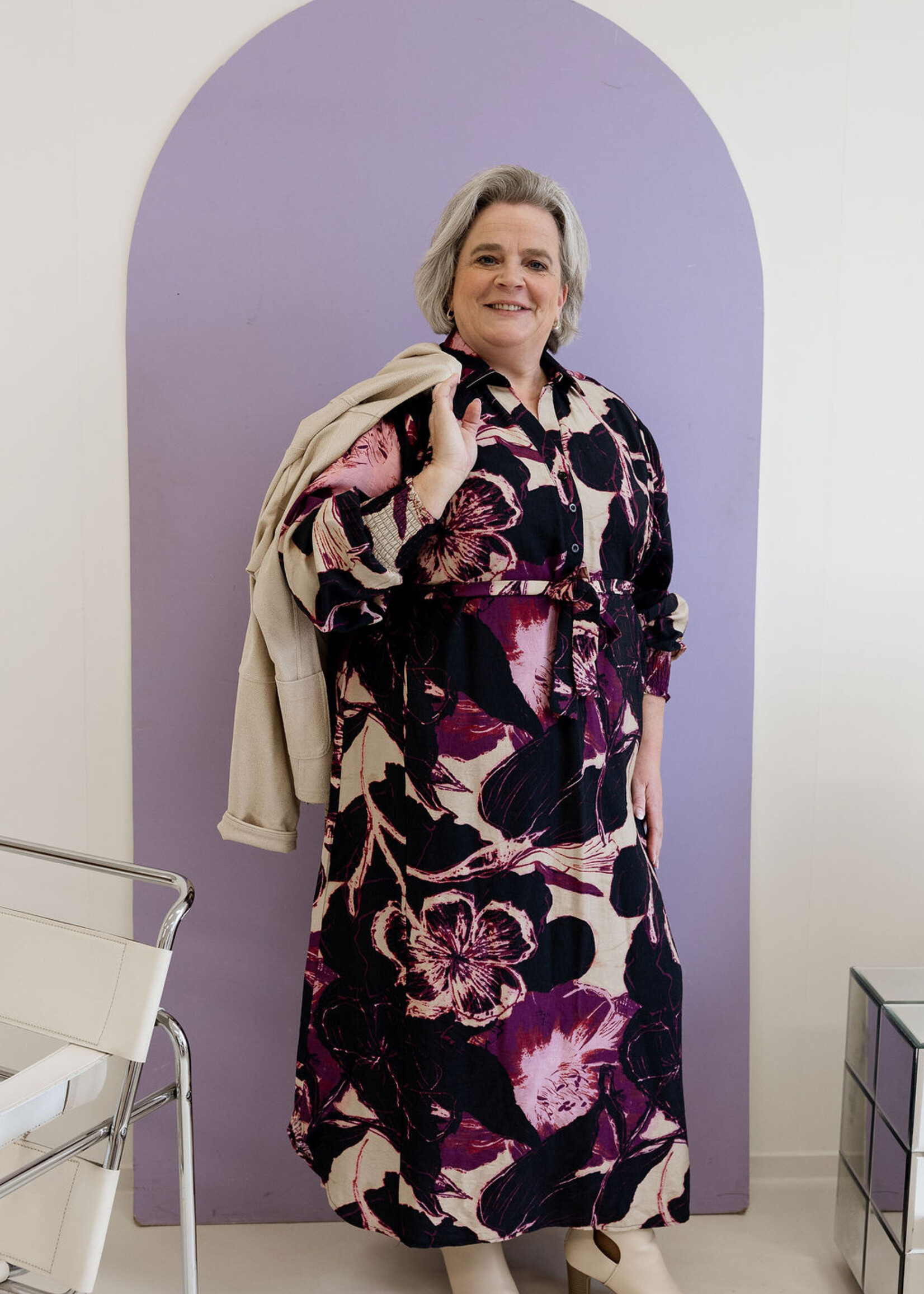 Exxcellent Yvette Dress Dark Gray/Dusty Mauve