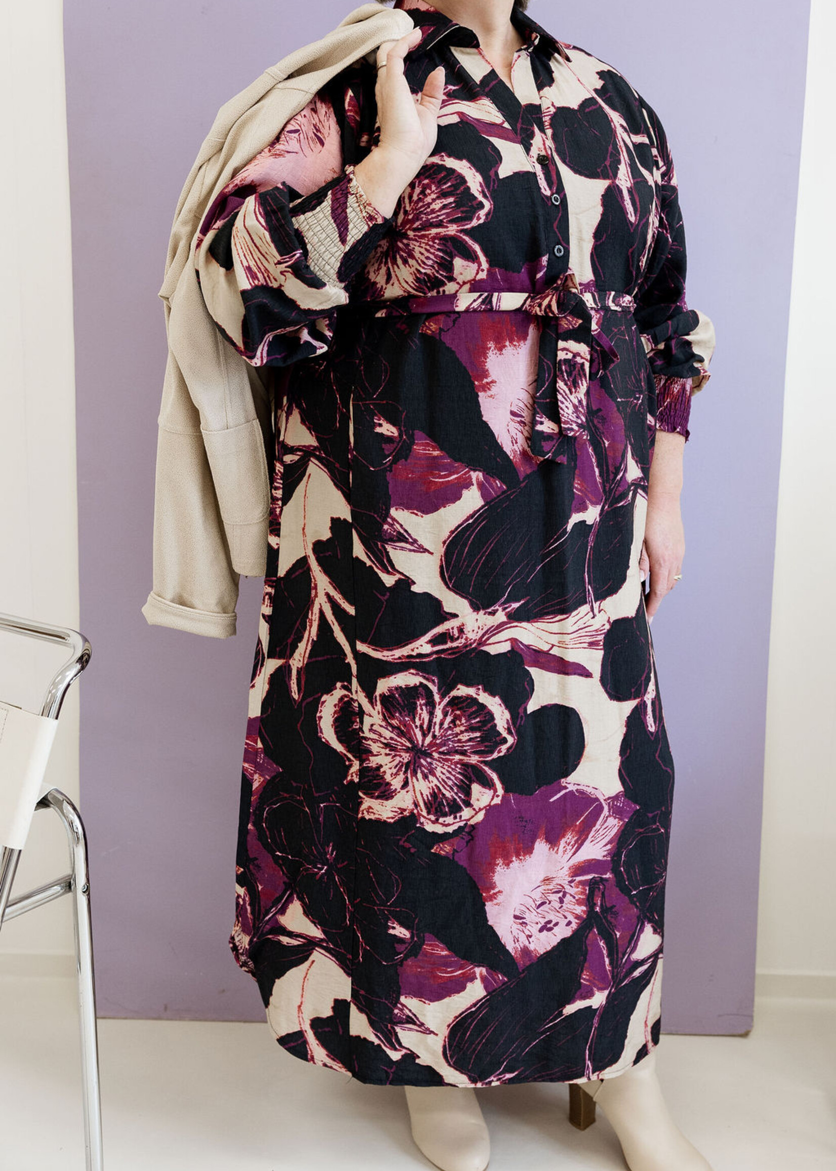 Exxcellent Yvette Dress Dark Gray/Dusty Mauve